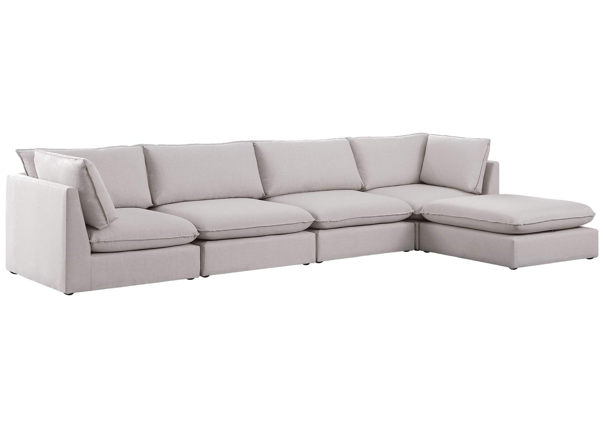 Mackenzie Beige Durable Linen Textured Modular Sectional,Meridian Furniture