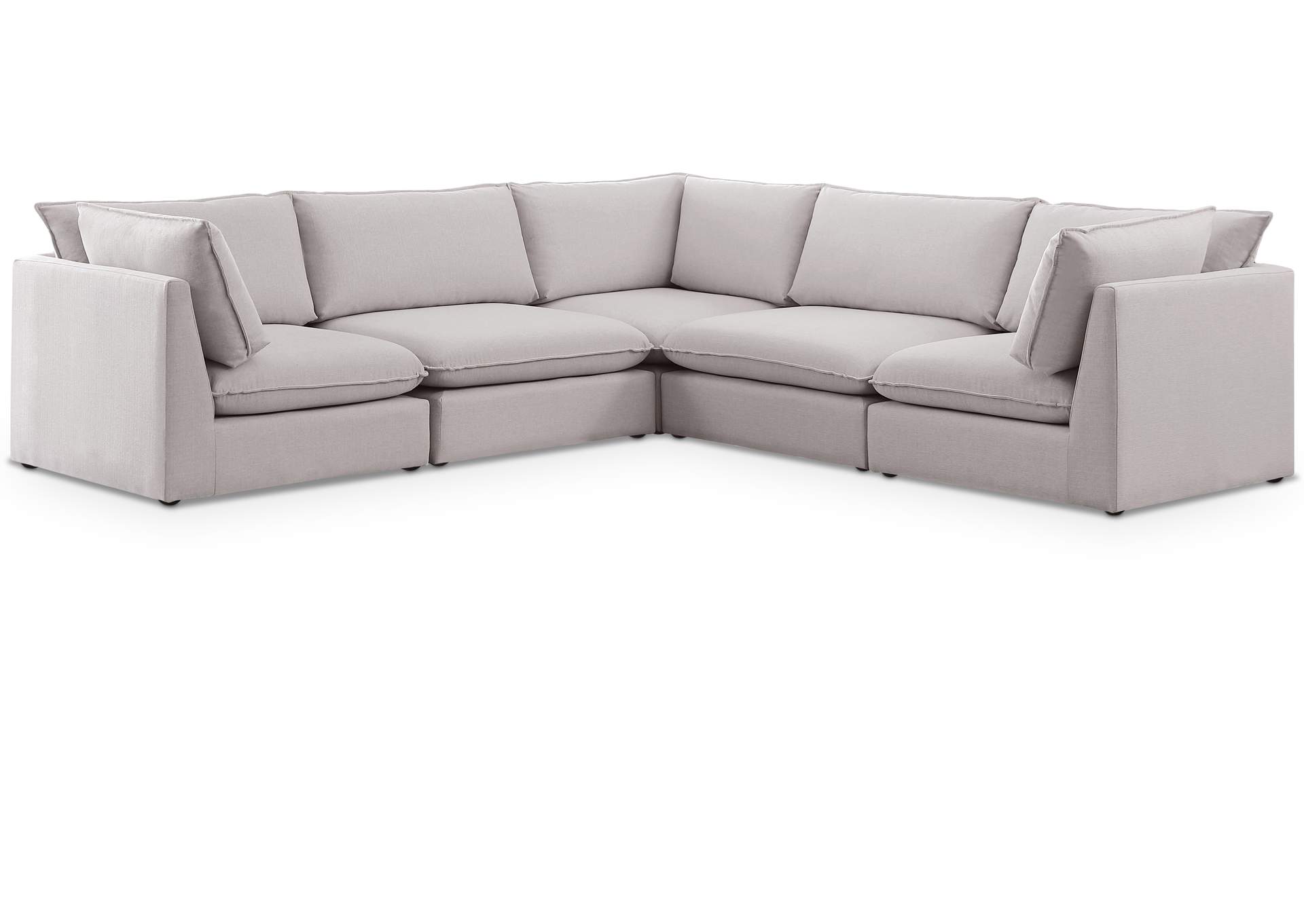 Mackenzie Beige Durable Linen Textured Modular Sectional,Meridian Furniture