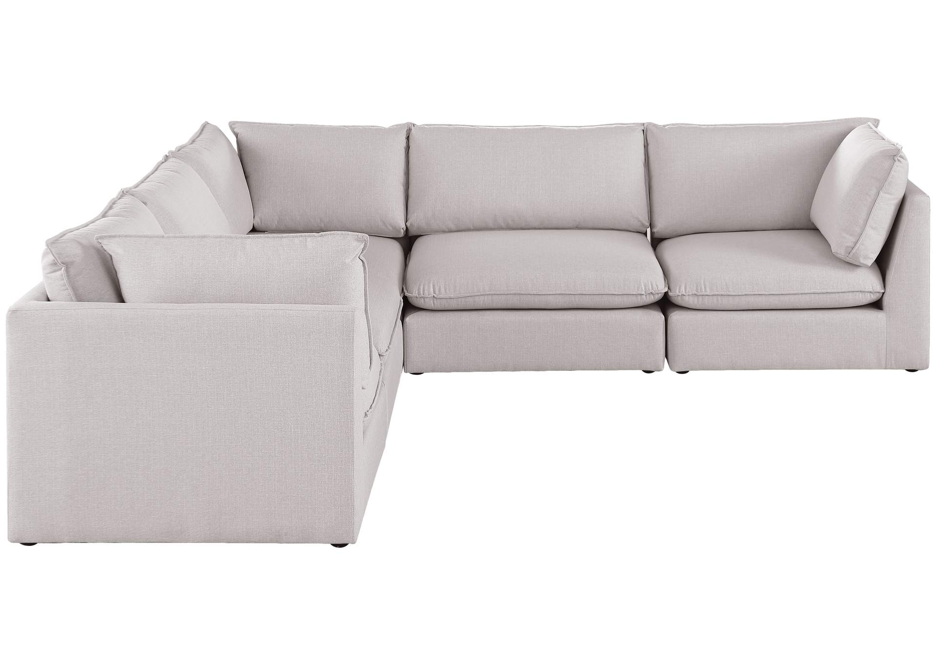 Mackenzie Beige Durable Linen Textured Modular Sectional,Meridian Furniture