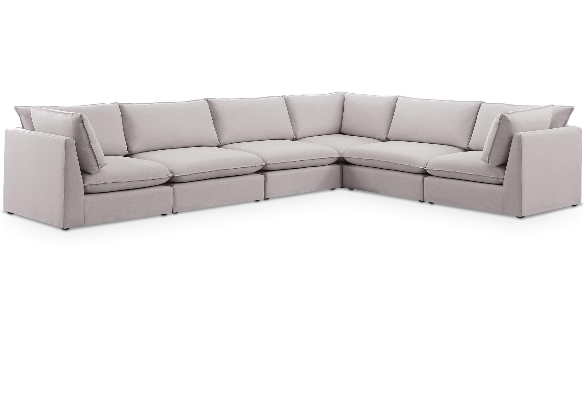 Mackenzie Beige Durable Linen Textured Modular Sectional,Meridian Furniture