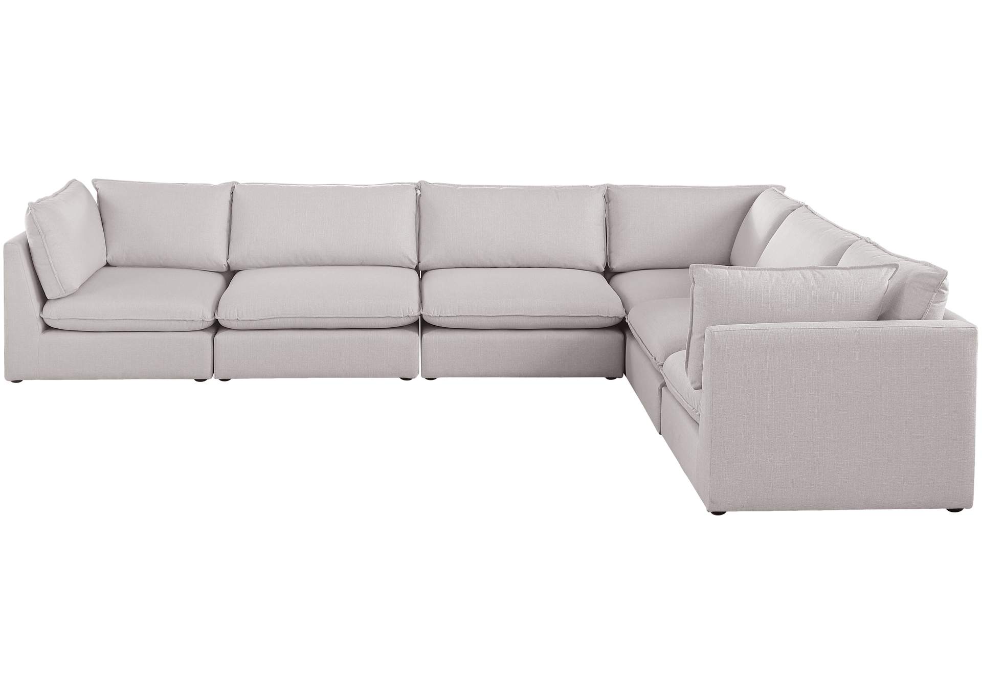 Mackenzie Beige Durable Linen Textured Modular Sectional,Meridian Furniture