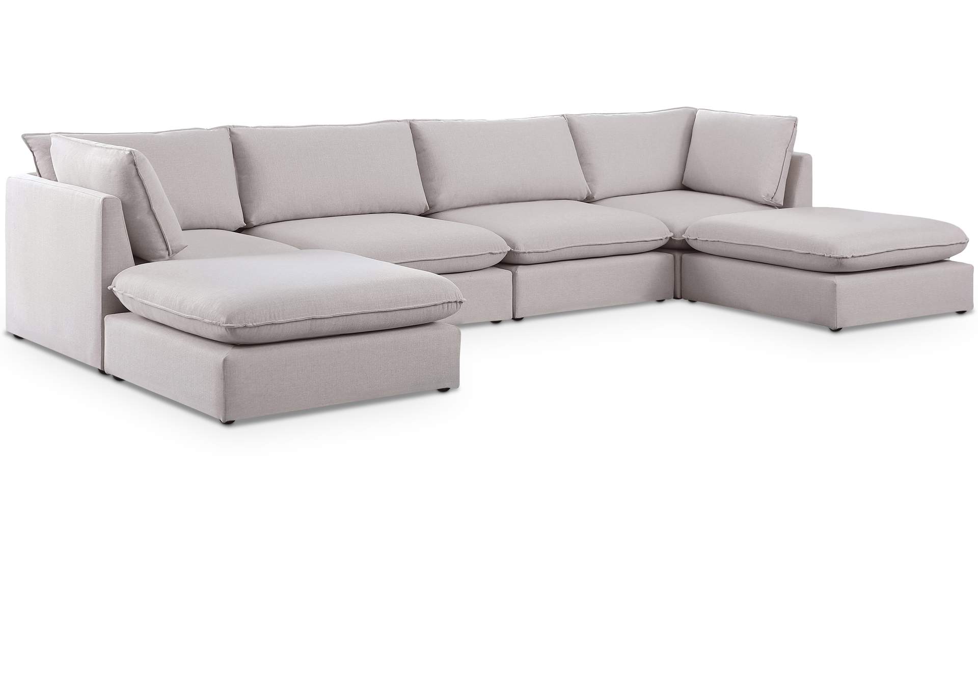 Mackenzie Beige Durable Linen Textured Modular Sectional,Meridian Furniture