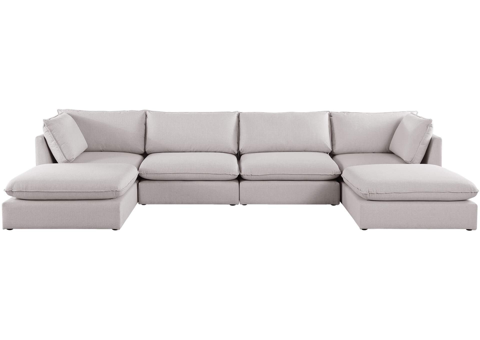 Mackenzie Beige Durable Linen Textured Modular Sectional,Meridian Furniture