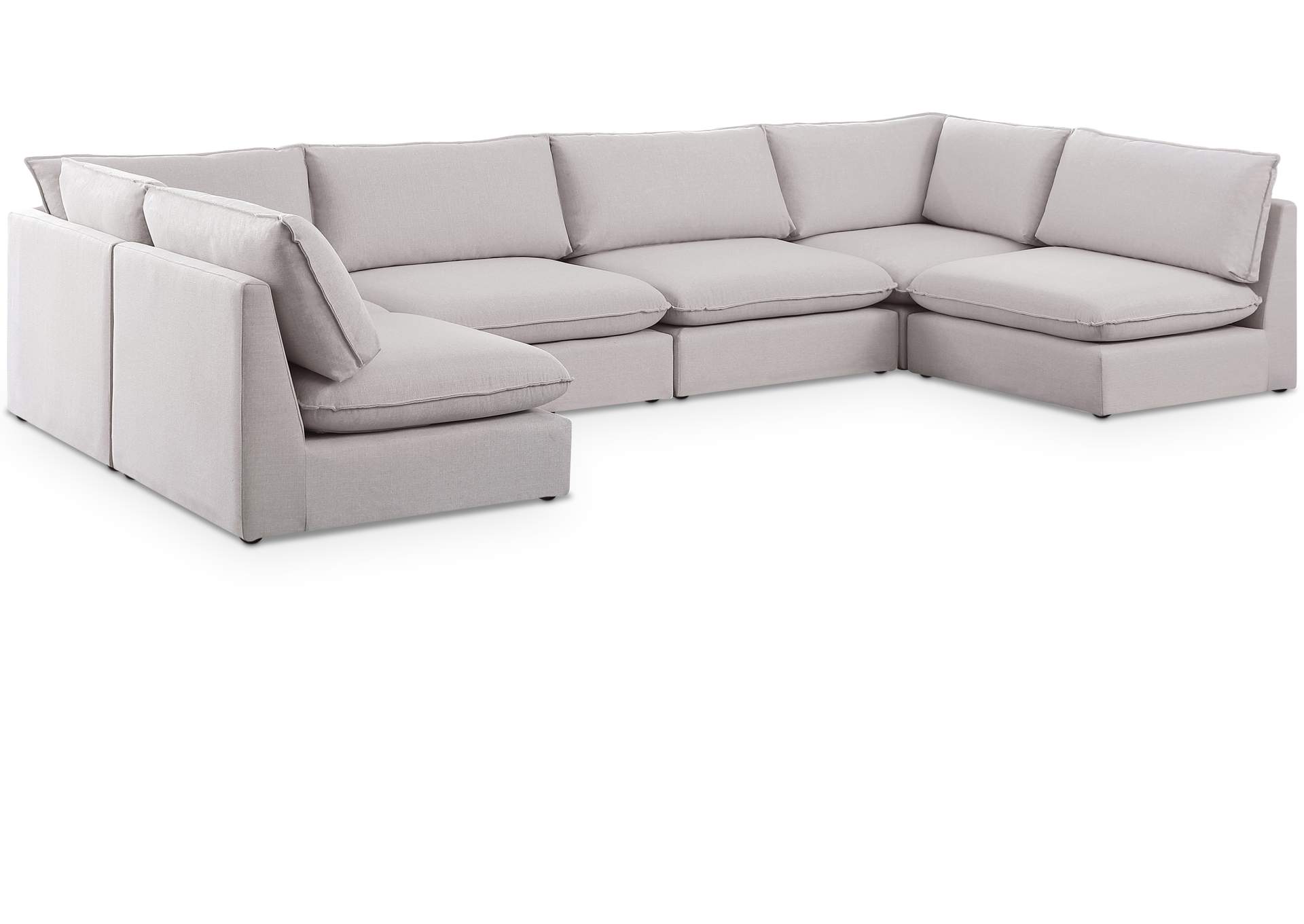 Mackenzie Beige Durable Linen Textured Modular Sectional,Meridian Furniture