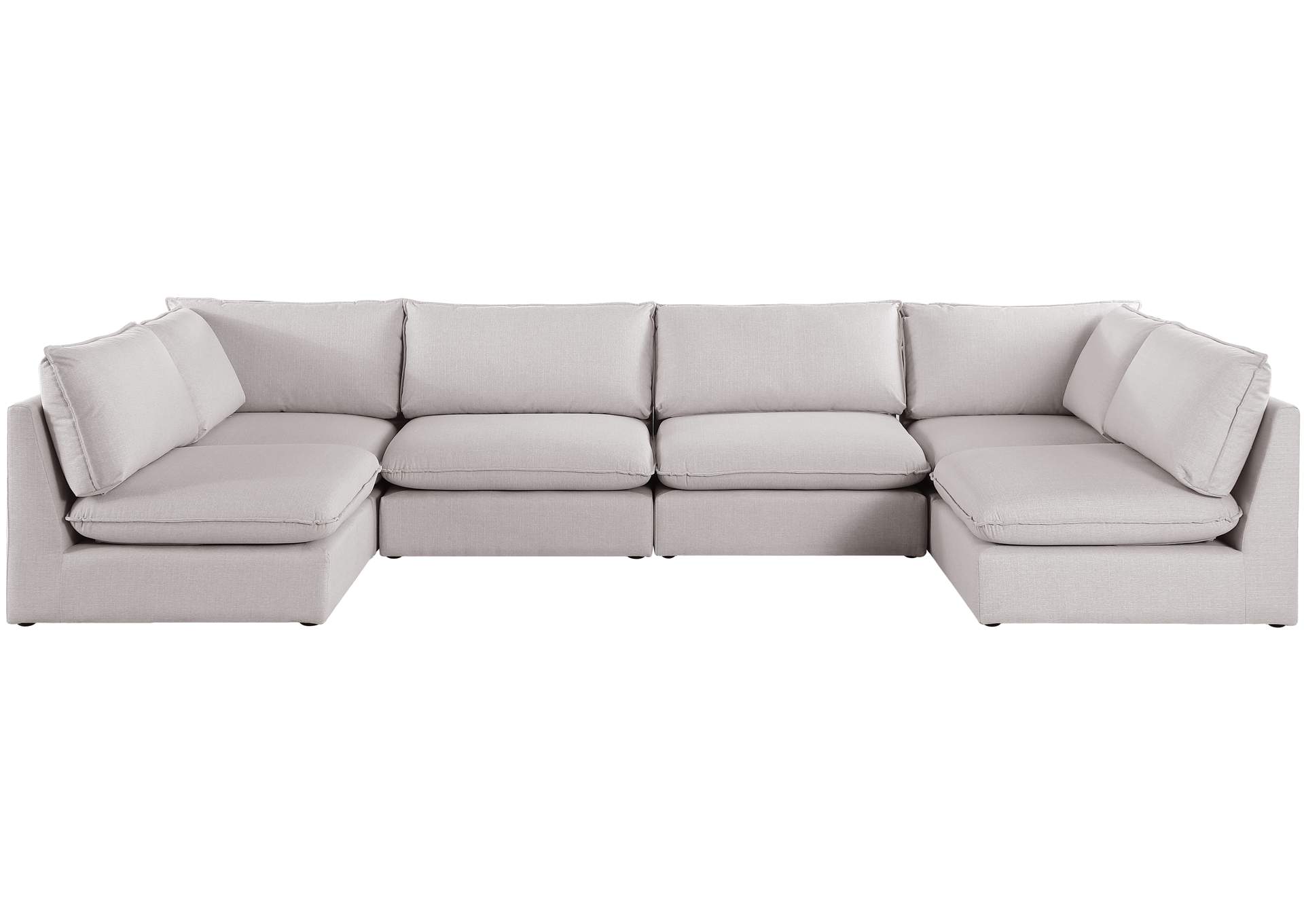 Mackenzie Beige Durable Linen Textured Modular Sectional,Meridian Furniture