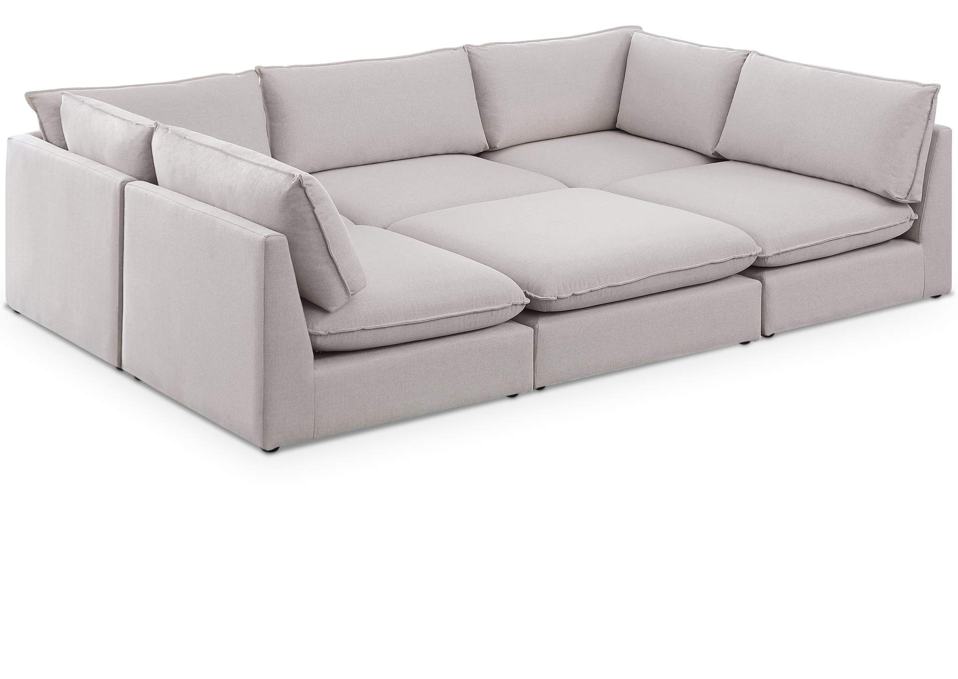 Mackenzie Beige Durable Linen Textured Modular Sectional,Meridian Furniture