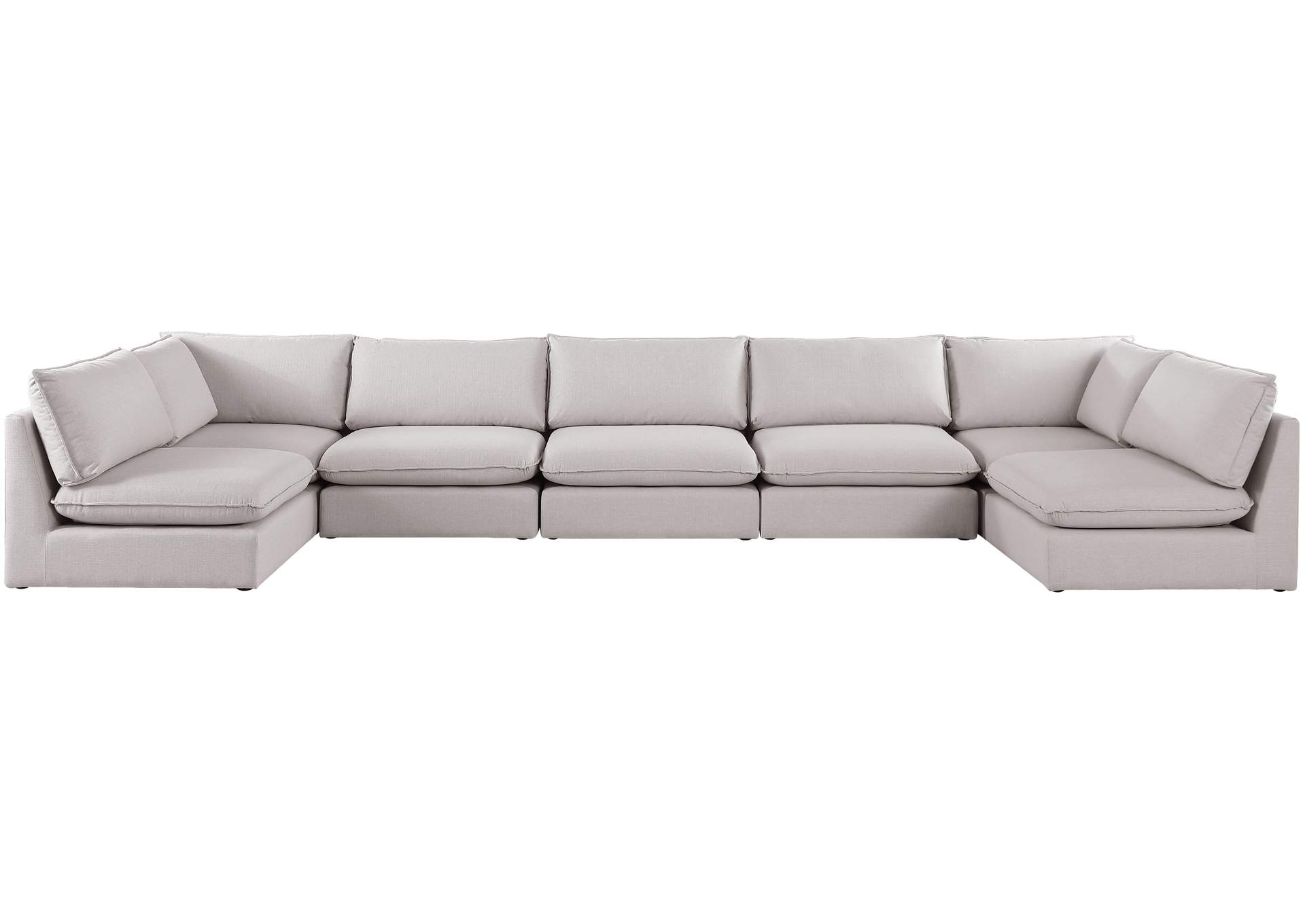 Mackenzie Beige Durable Linen Textured Modular Sectional,Meridian Furniture