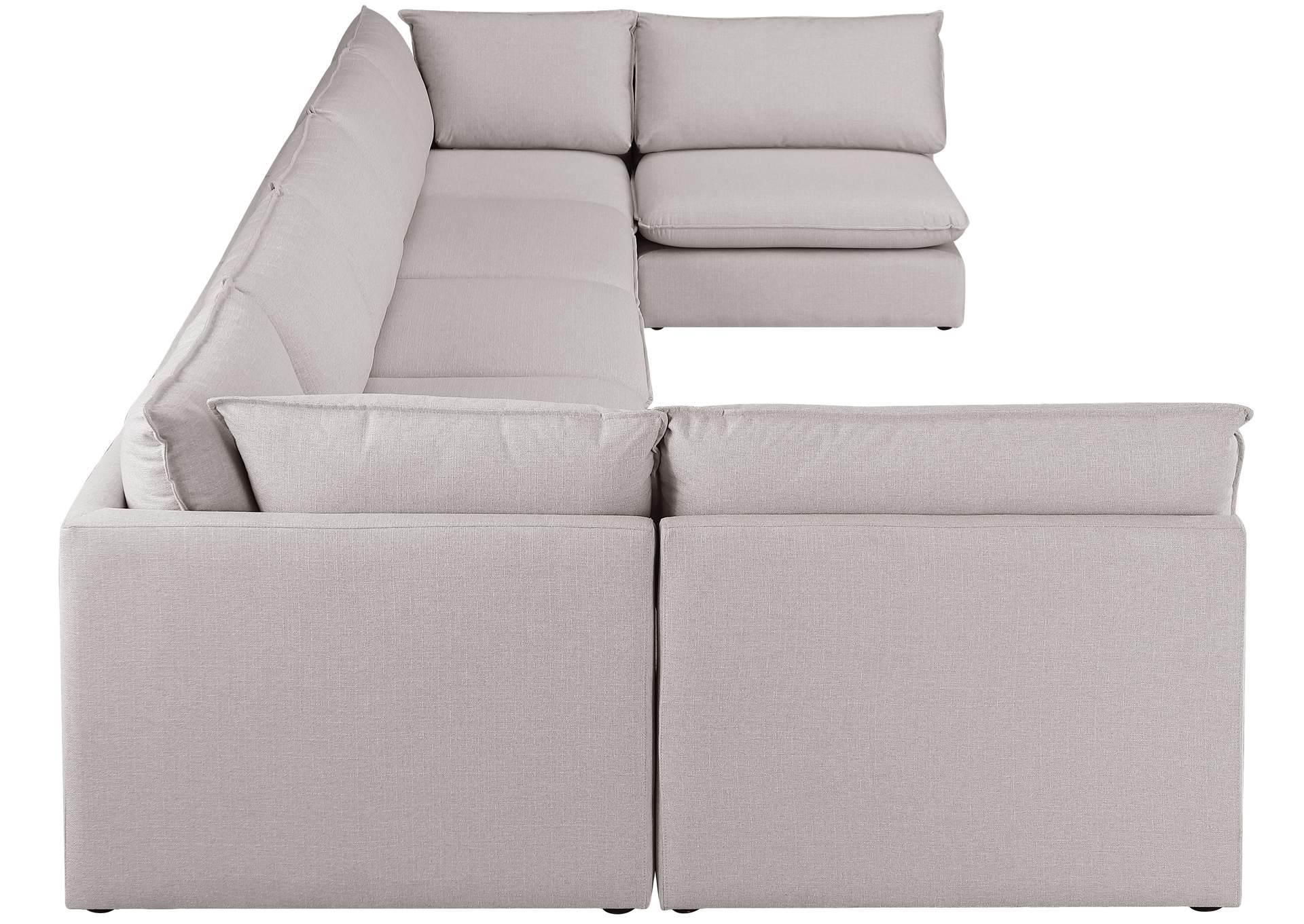 Mackenzie Beige Durable Linen Textured Modular Sectional,Meridian Furniture