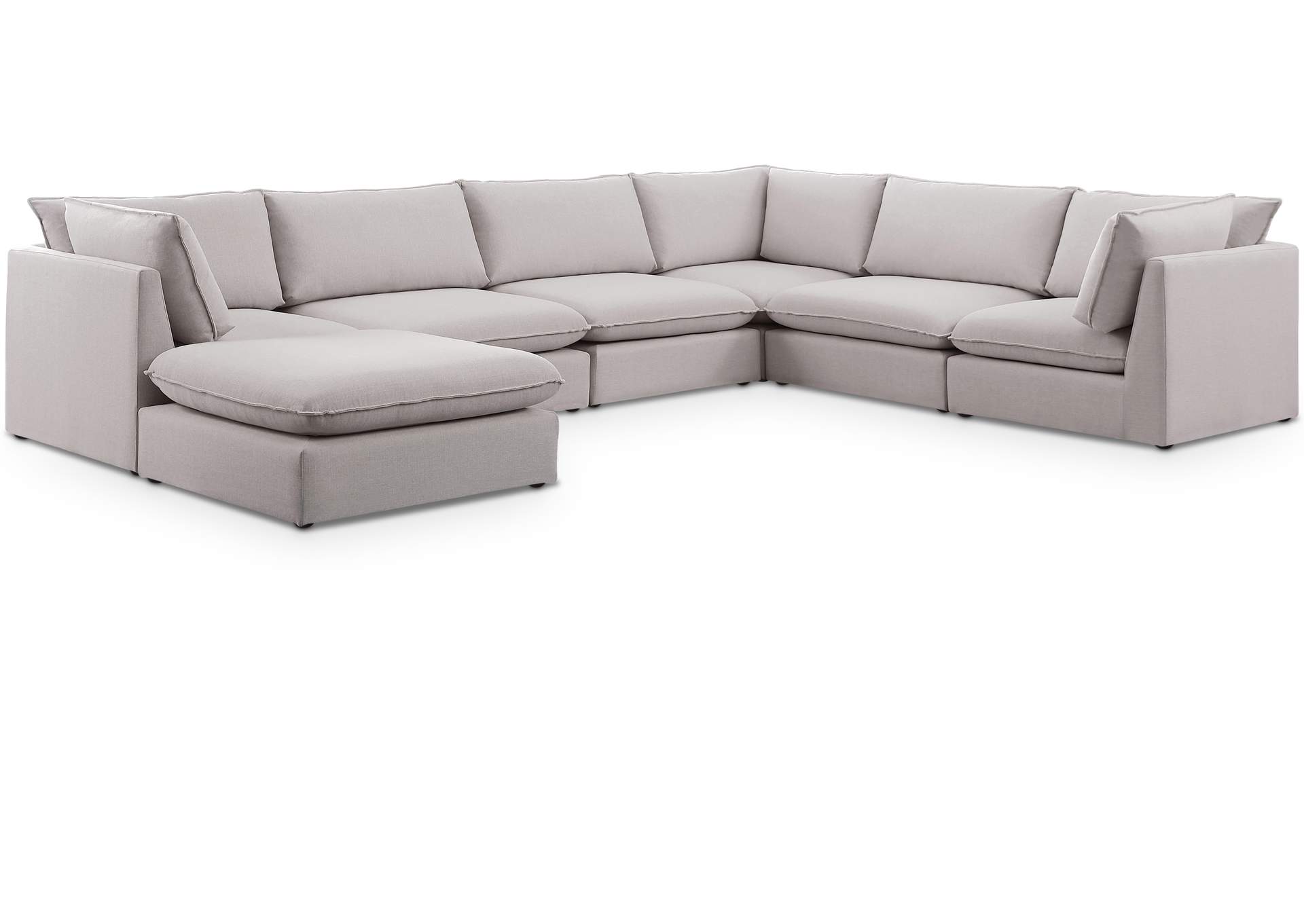 Mackenzie Beige Durable Linen Textured Modular Sectional,Meridian Furniture