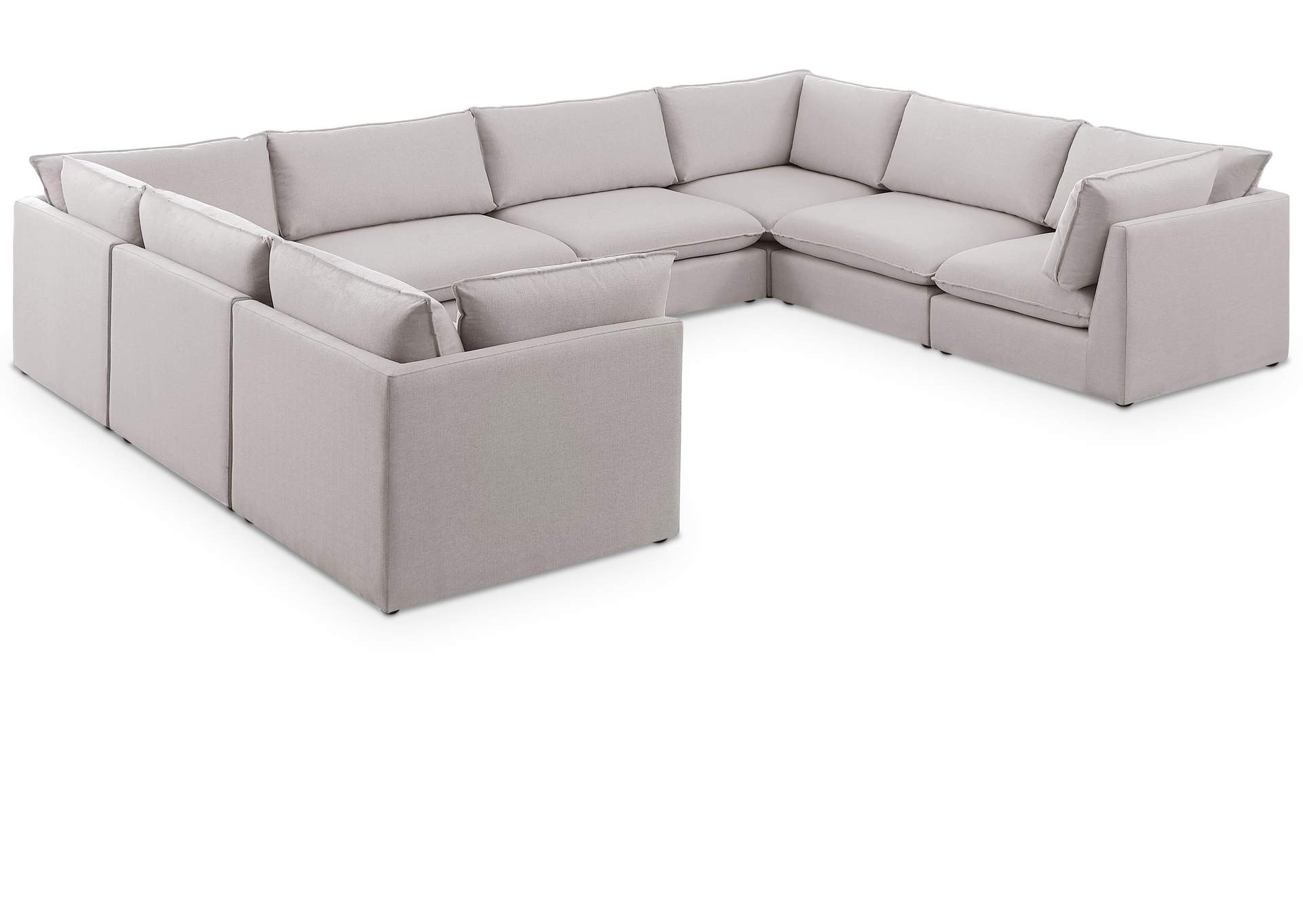 Mackenzie Beige Durable Linen Textured Modular Sectional,Meridian Furniture