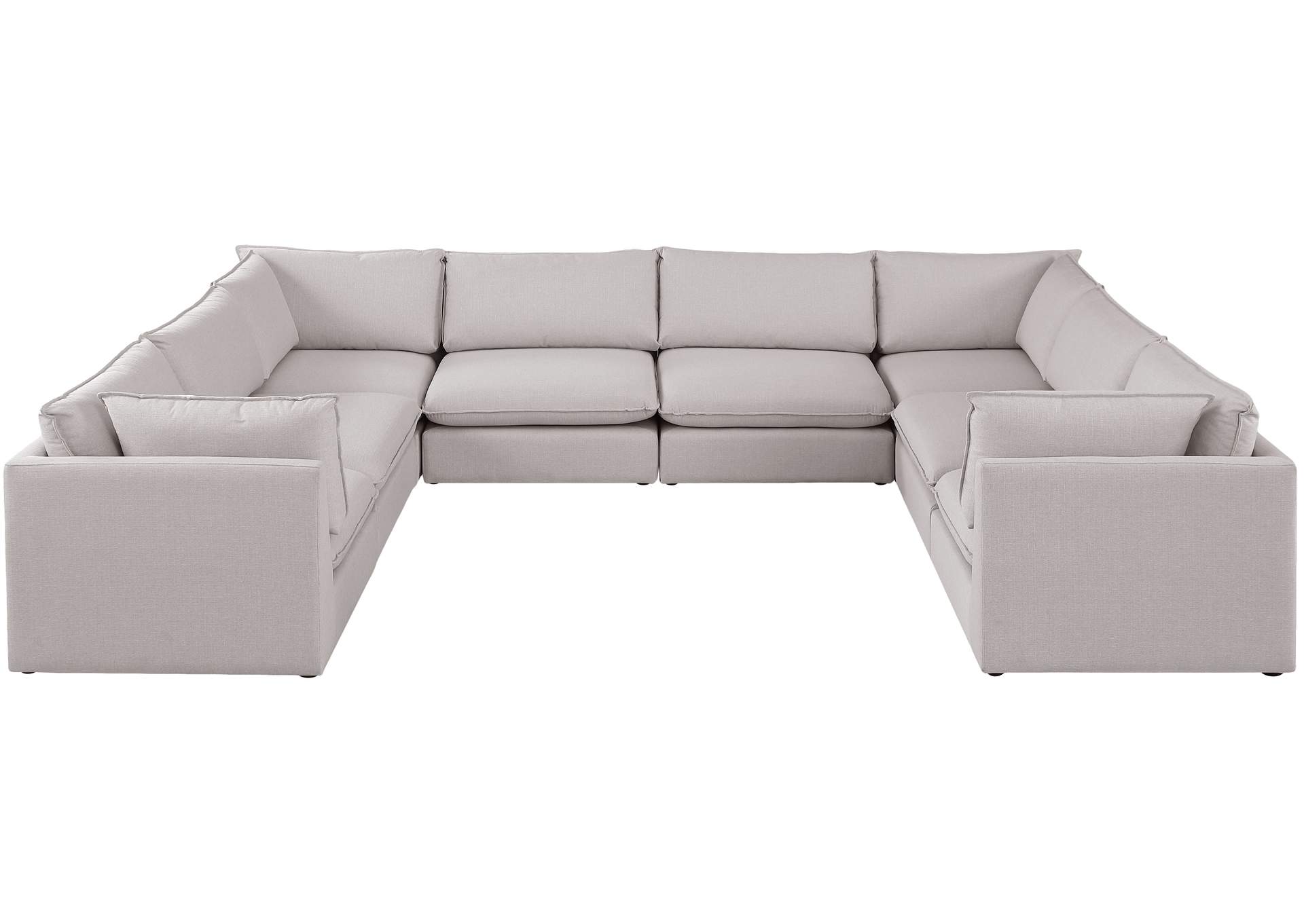 Mackenzie Beige Durable Linen Textured Modular Sectional,Meridian Furniture