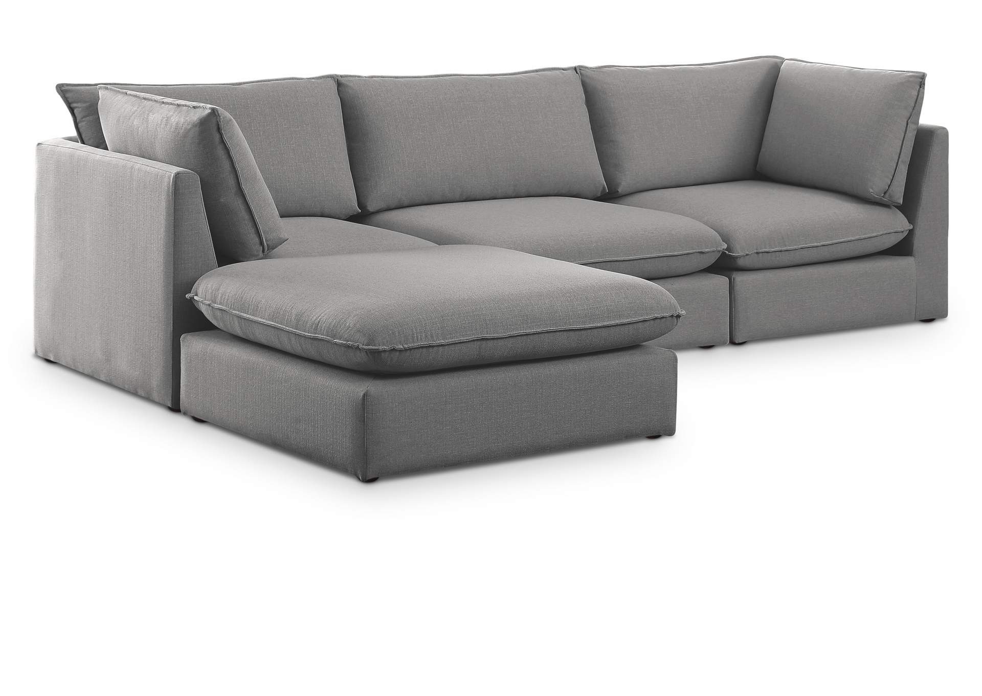 Mackenzie Grey Durable Linen Textured Modular Sectional,Meridian Furniture