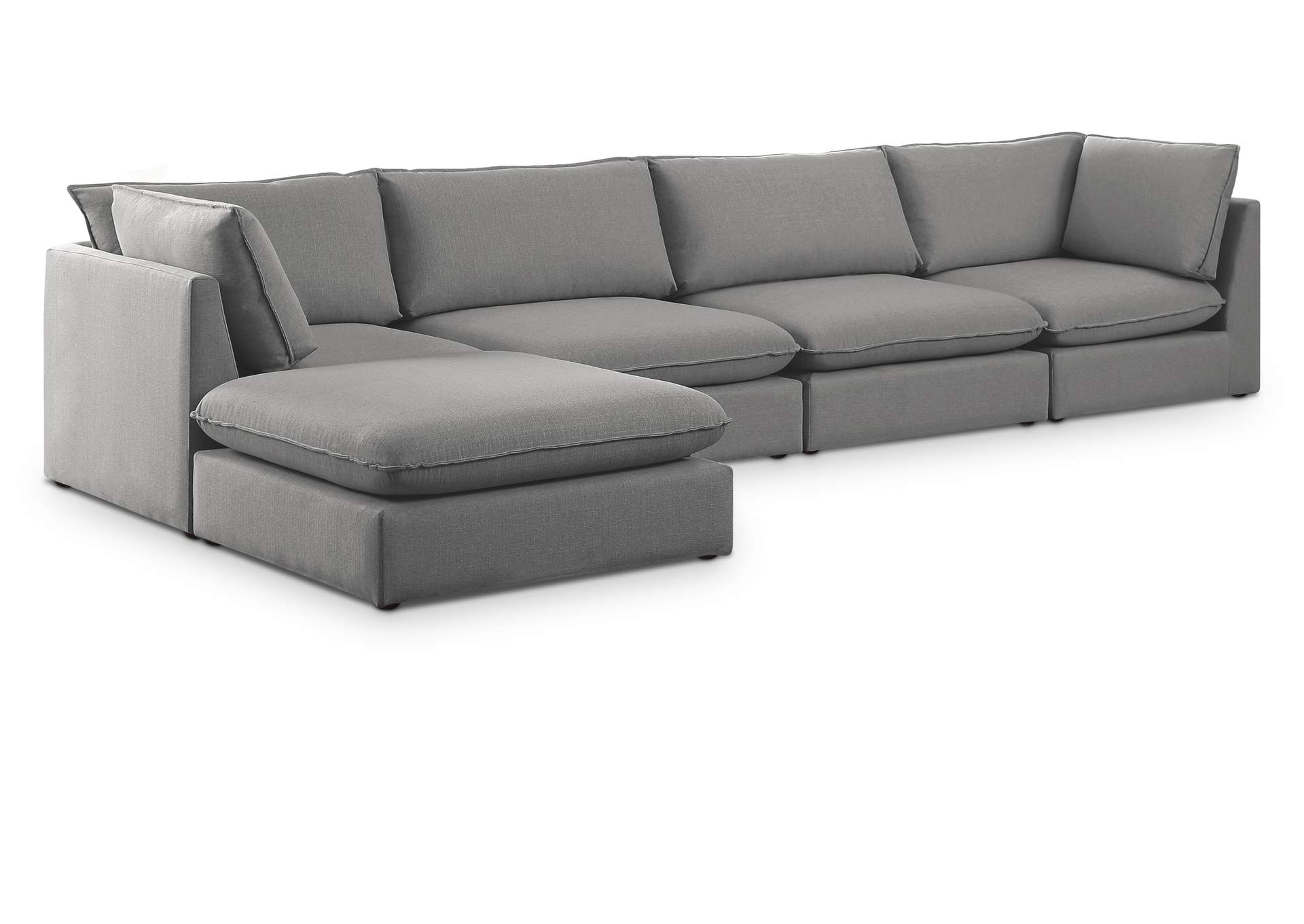 Mackenzie Grey Durable Linen Textured Modular Sectional,Meridian Furniture