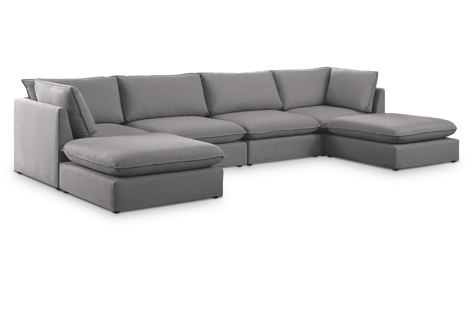 Mackenzie Grey Durable Linen Textured Modular Sectional,Meridian Furniture