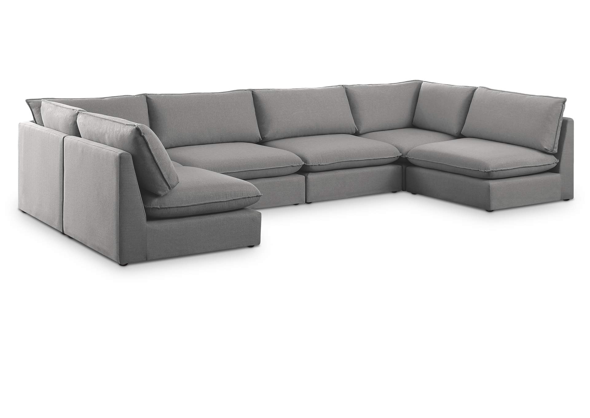 Mackenzie Grey Durable Linen Textured Modular Sectional,Meridian Furniture