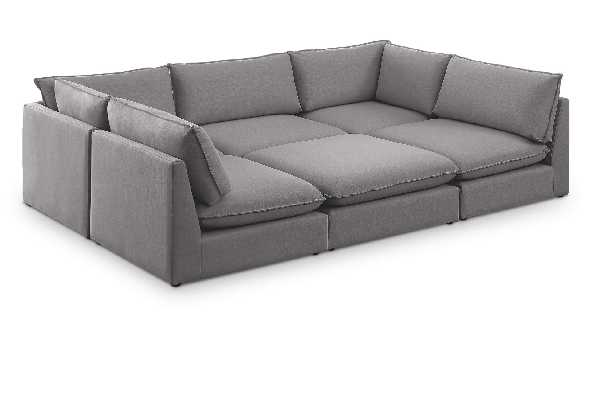 Mackenzie Grey Durable Linen Textured Modular Sectional,Meridian Furniture