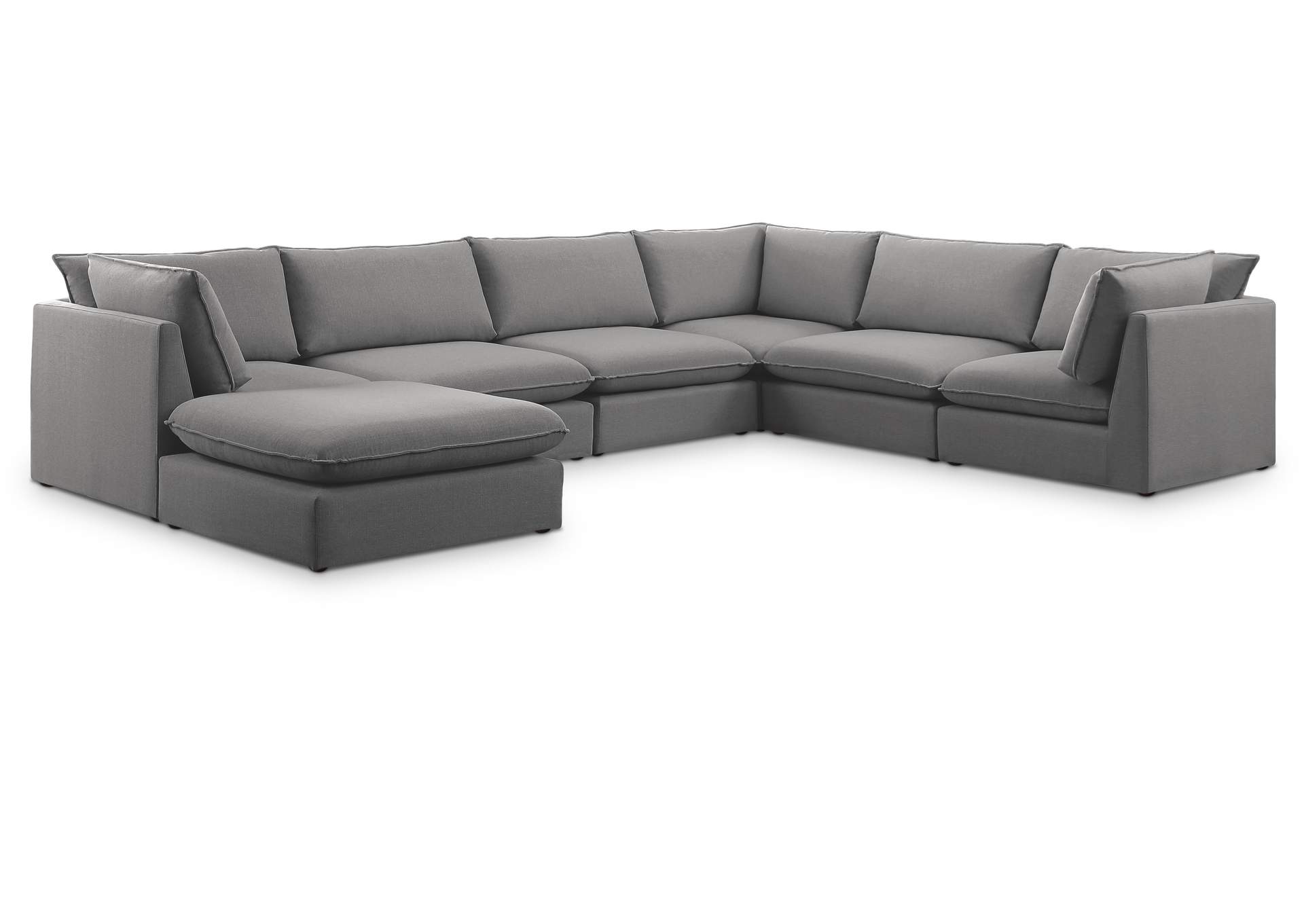 Mackenzie Grey Durable Linen Textured Modular Sectional,Meridian Furniture