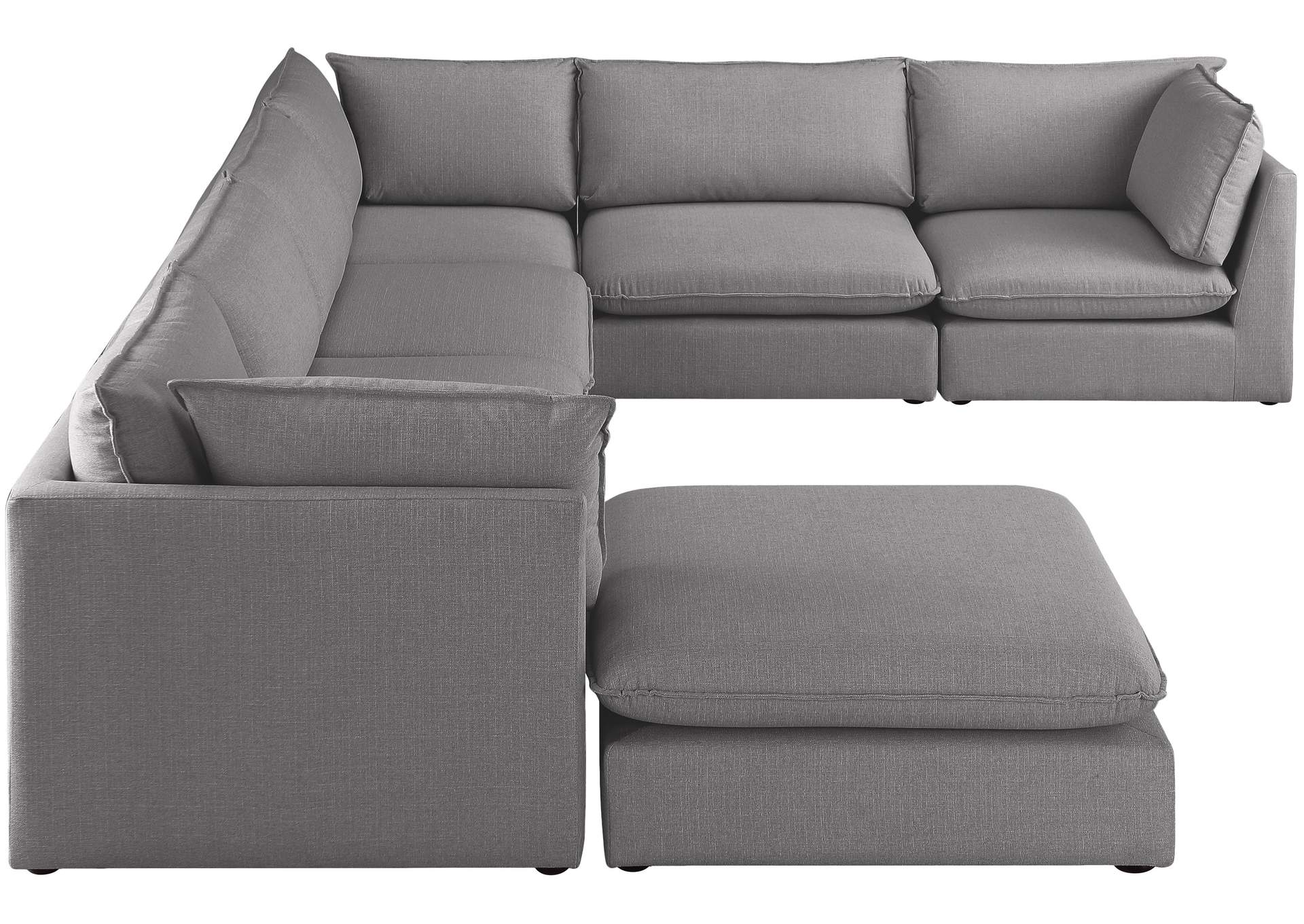 Mackenzie Grey Durable Linen Textured Modular Sectional,Meridian Furniture