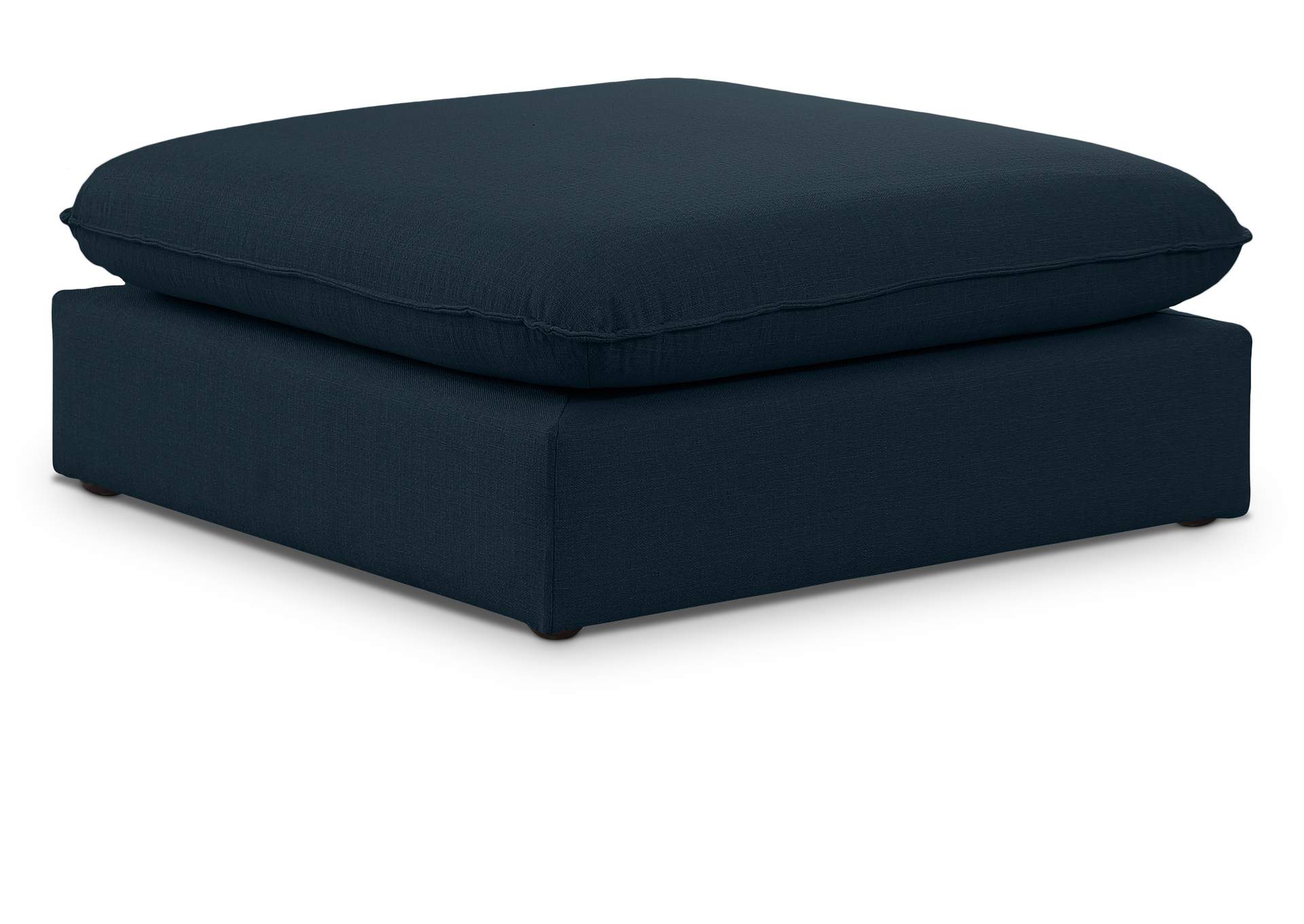 Mackenzie Navy Durable Linen Textured Ottoman,Meridian Furniture