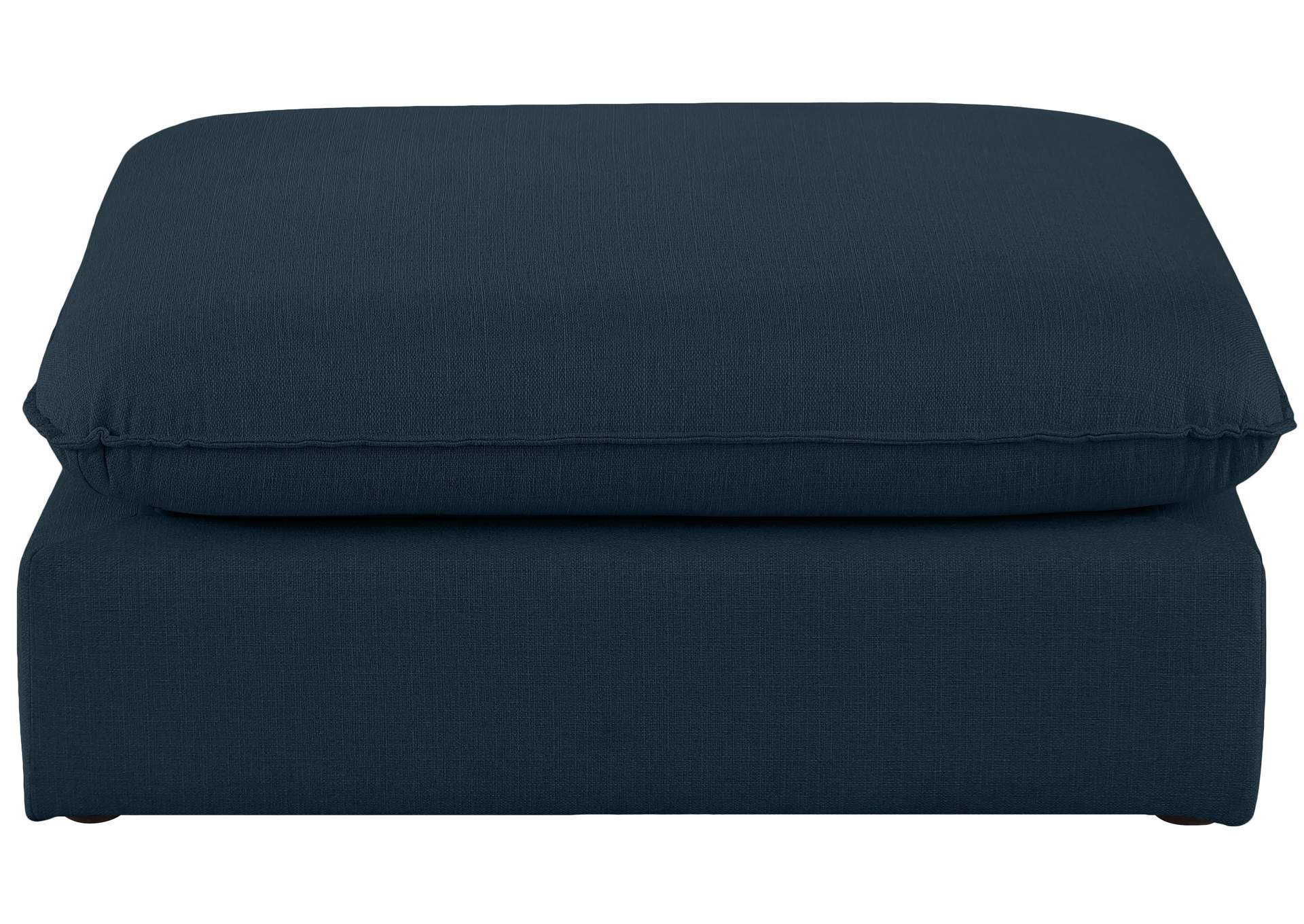 Mackenzie Navy Durable Linen Textured Ottoman,Meridian Furniture