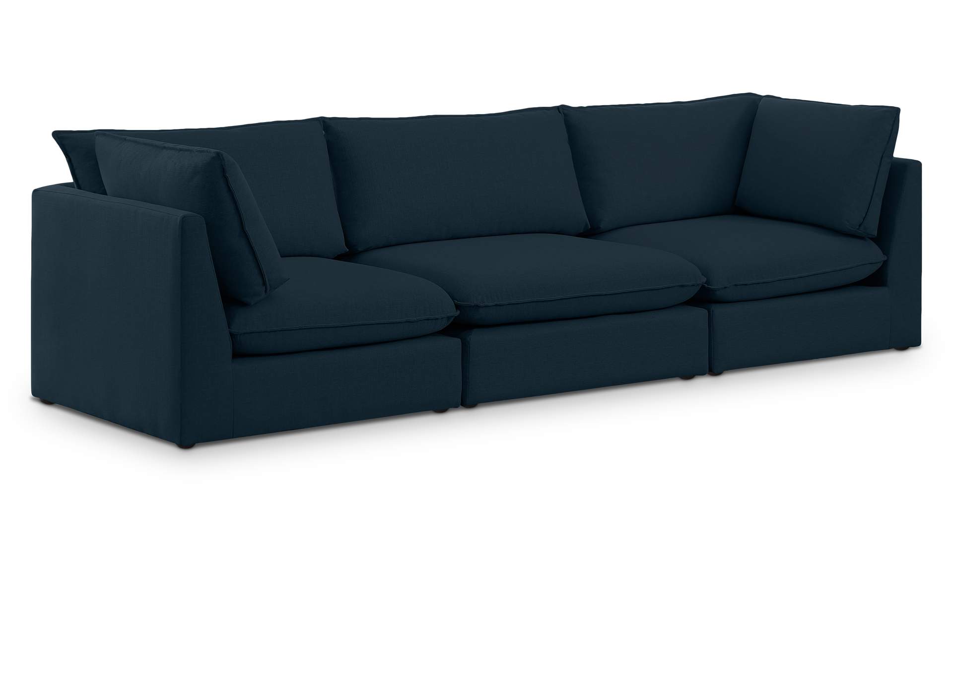 Mackenzie Navy Durable Linen Textured Modular Sofa,Meridian Furniture