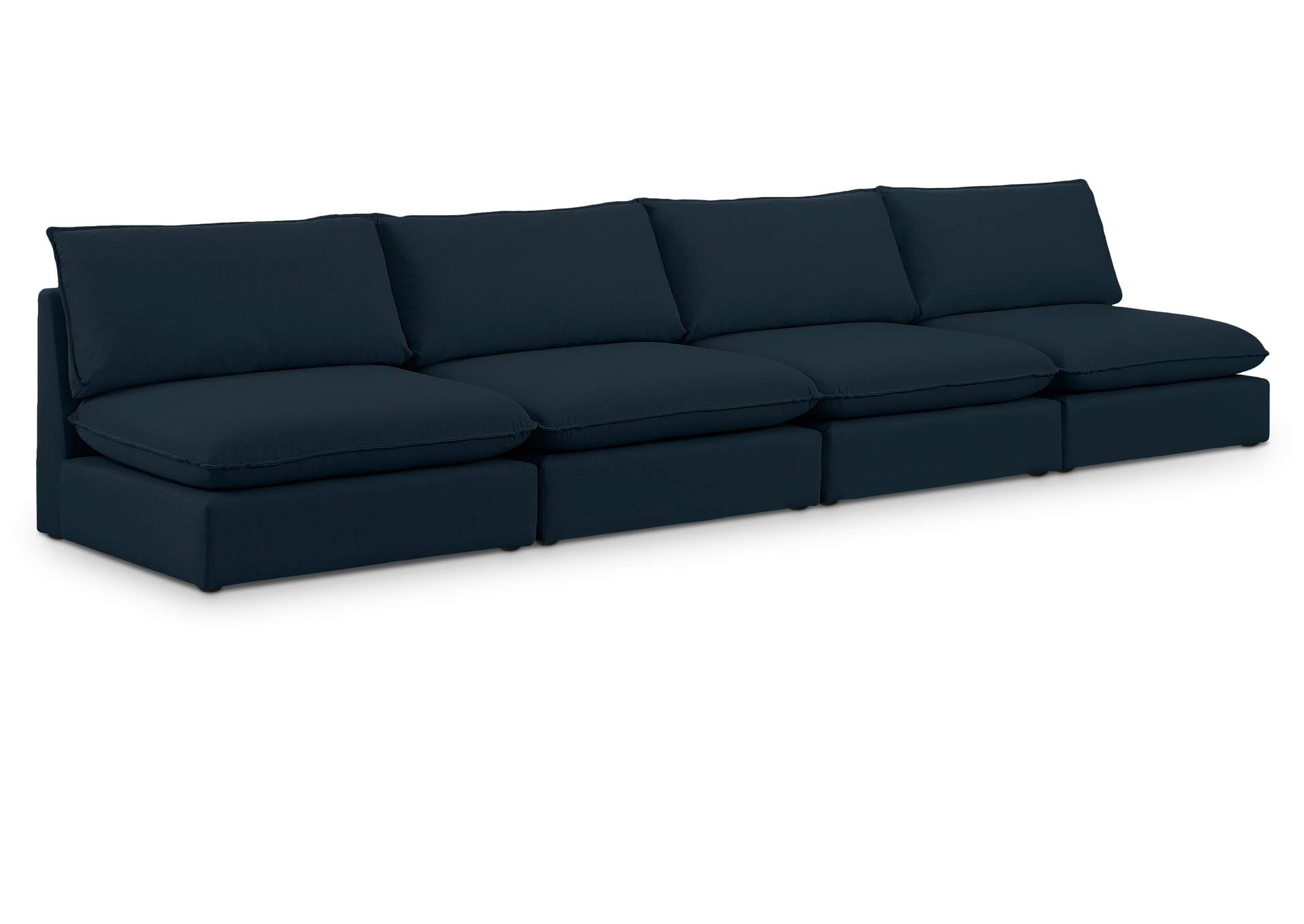 Mackenzie Navy Durable Linen Textured Modular Sofa,Meridian Furniture