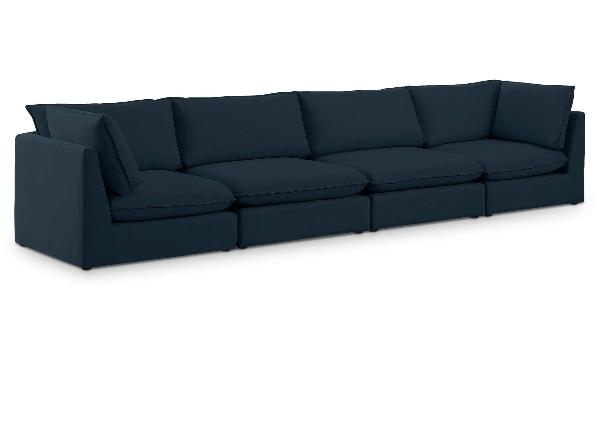 Mackenzie Navy Durable Linen Textured Modular Sofa,Meridian Furniture