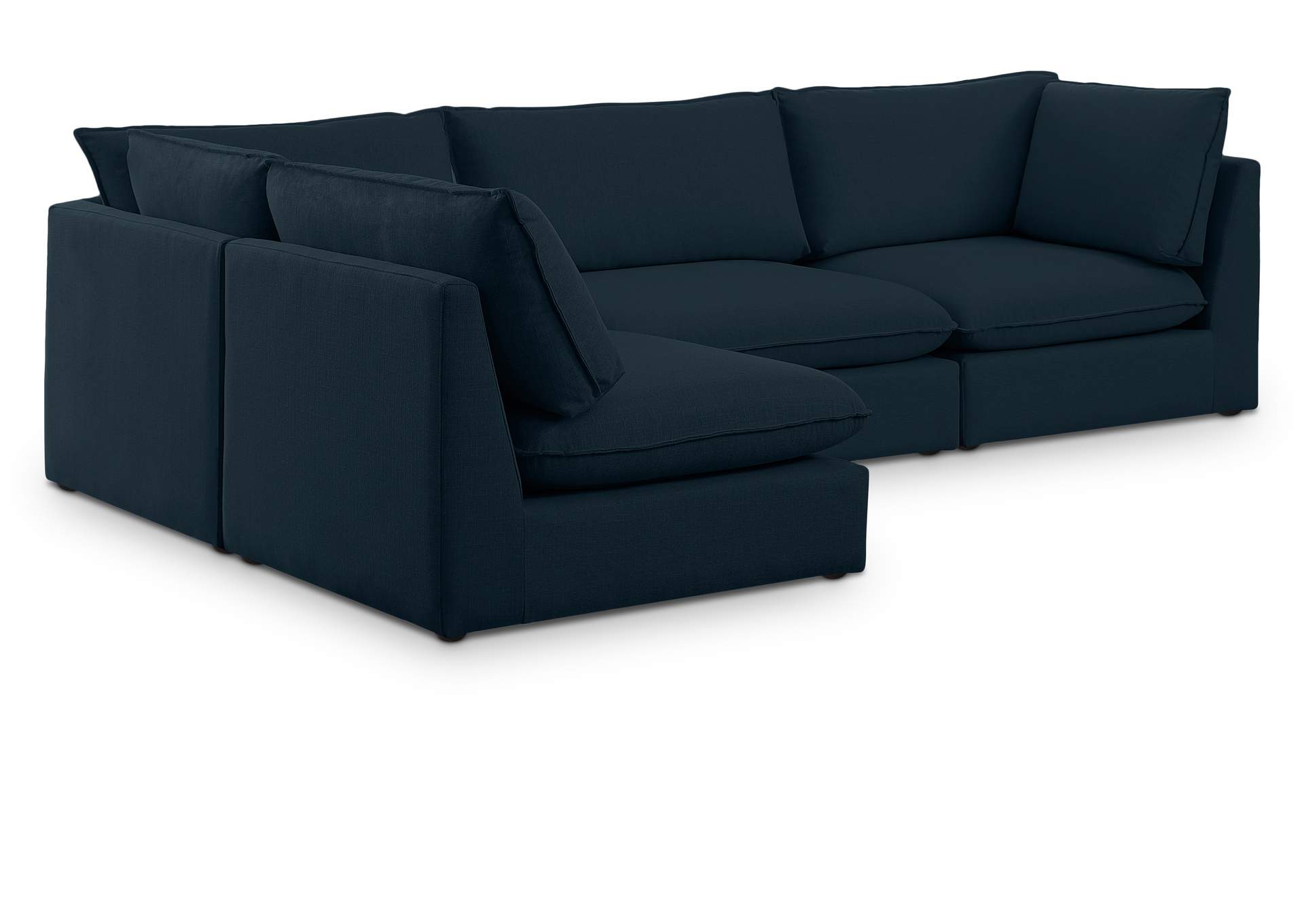 Mackenzie Navy Durable Linen Textured Modular Sectional,Meridian Furniture