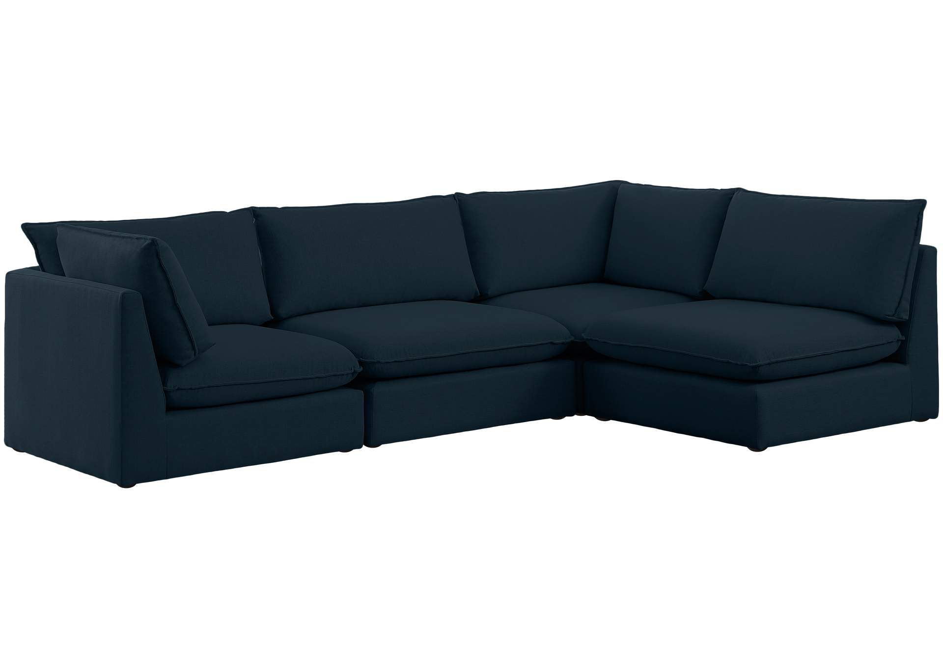 Mackenzie Navy Durable Linen Textured Modular Sectional,Meridian Furniture