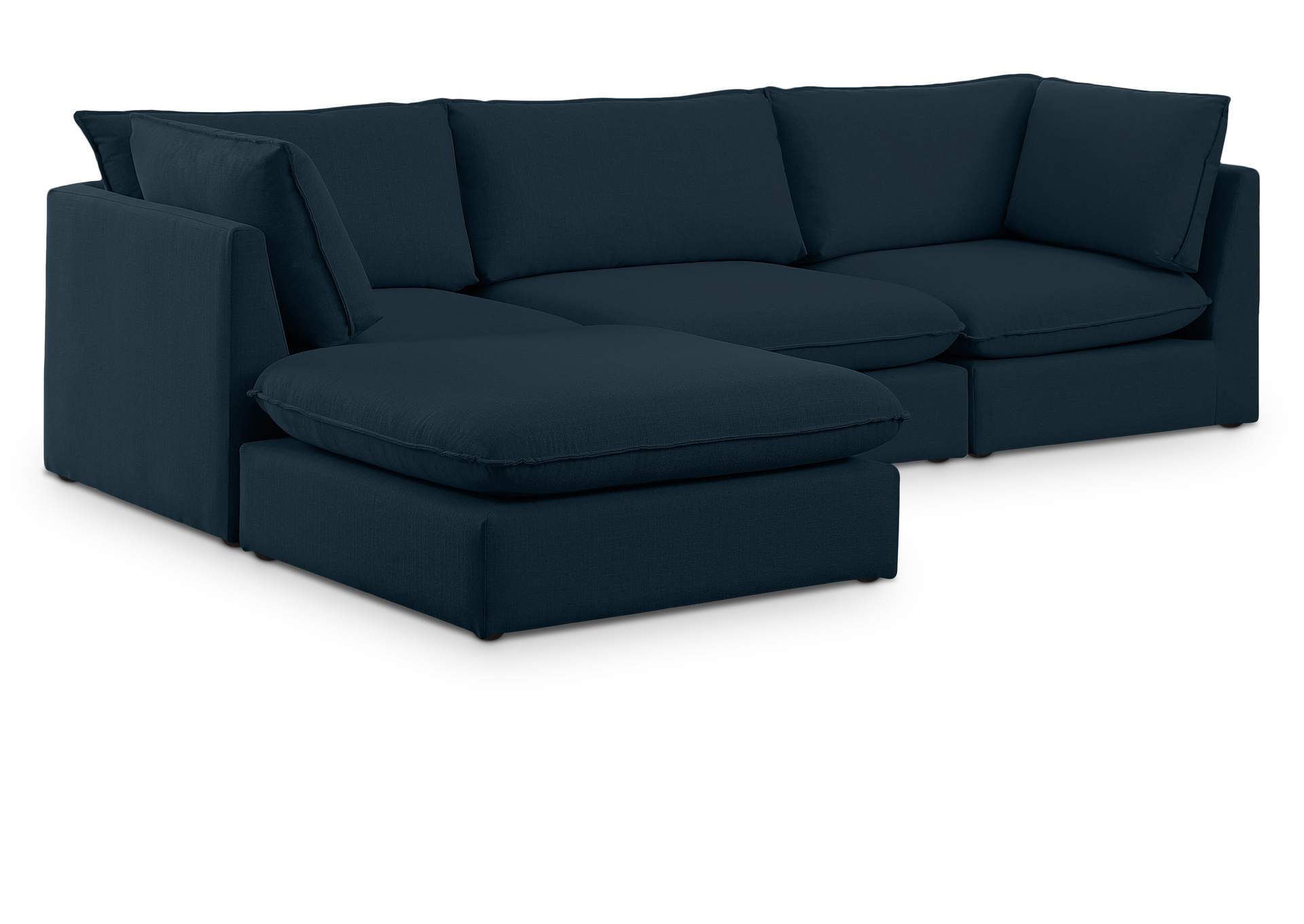 Mackenzie Navy Durable Linen Textured Modular Sectional,Meridian Furniture