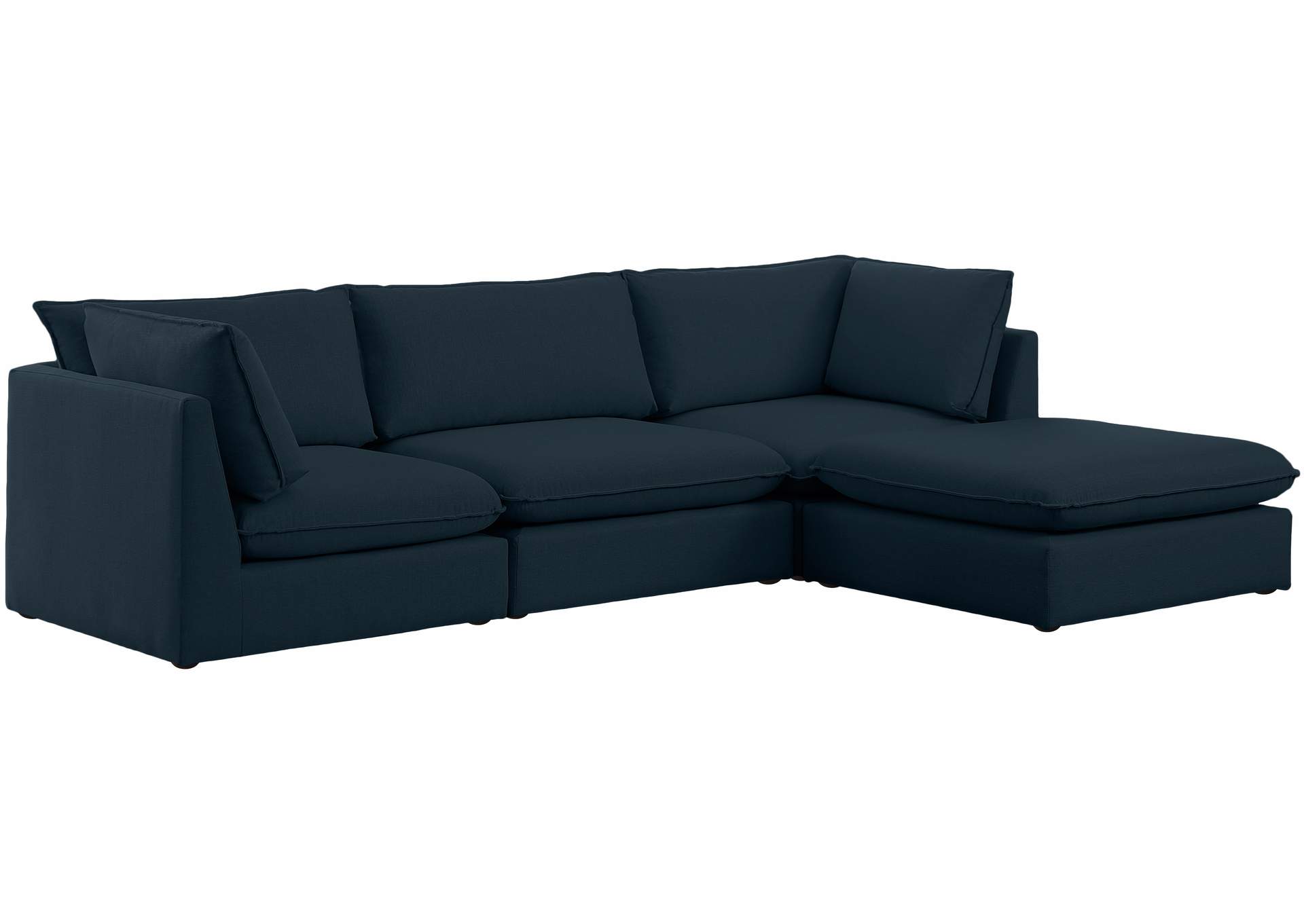 Mackenzie Navy Durable Linen Textured Modular Sectional,Meridian Furniture