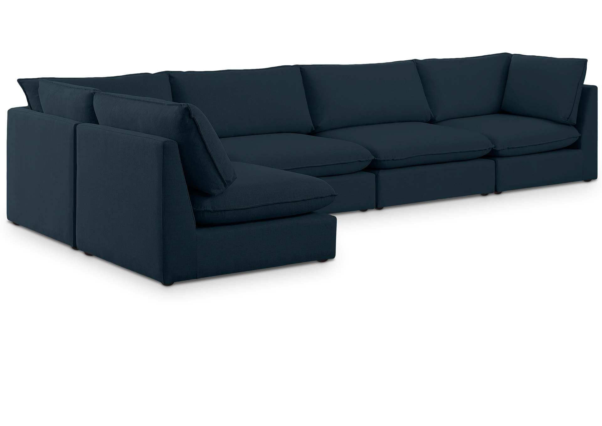 Mackenzie Navy Durable Linen Textured Modular Sectional,Meridian Furniture