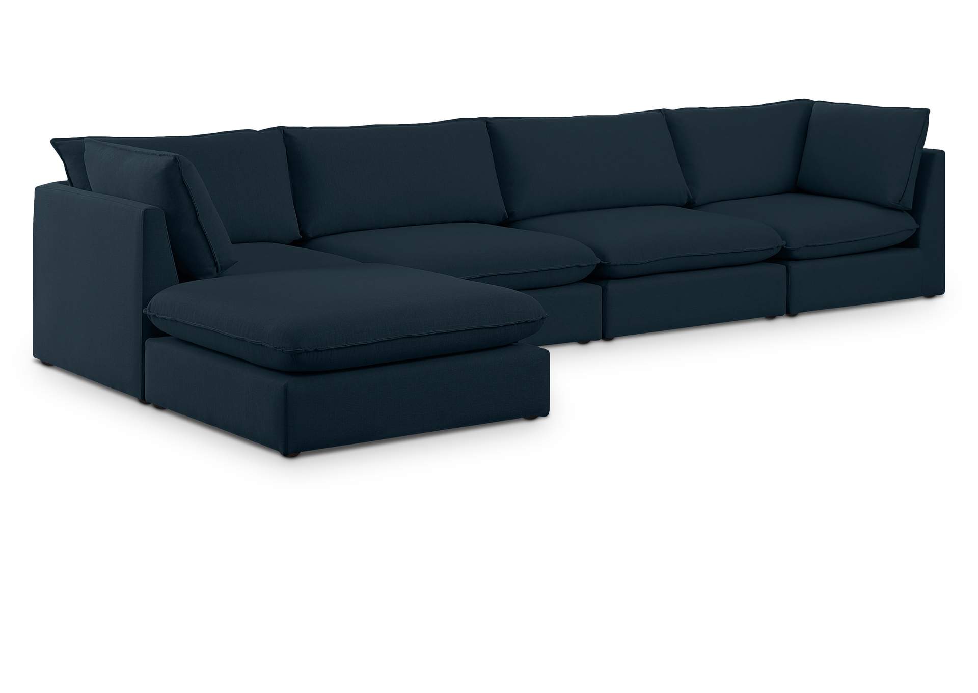 Mackenzie Navy Durable Linen Textured Modular Sectional,Meridian Furniture