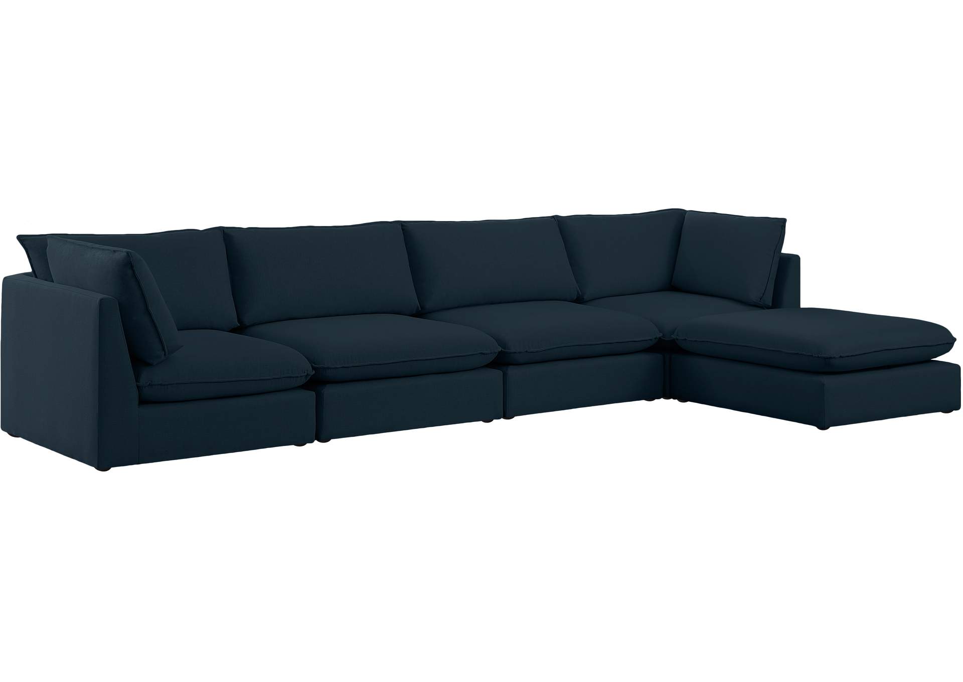 Mackenzie Navy Durable Linen Textured Modular Sectional,Meridian Furniture