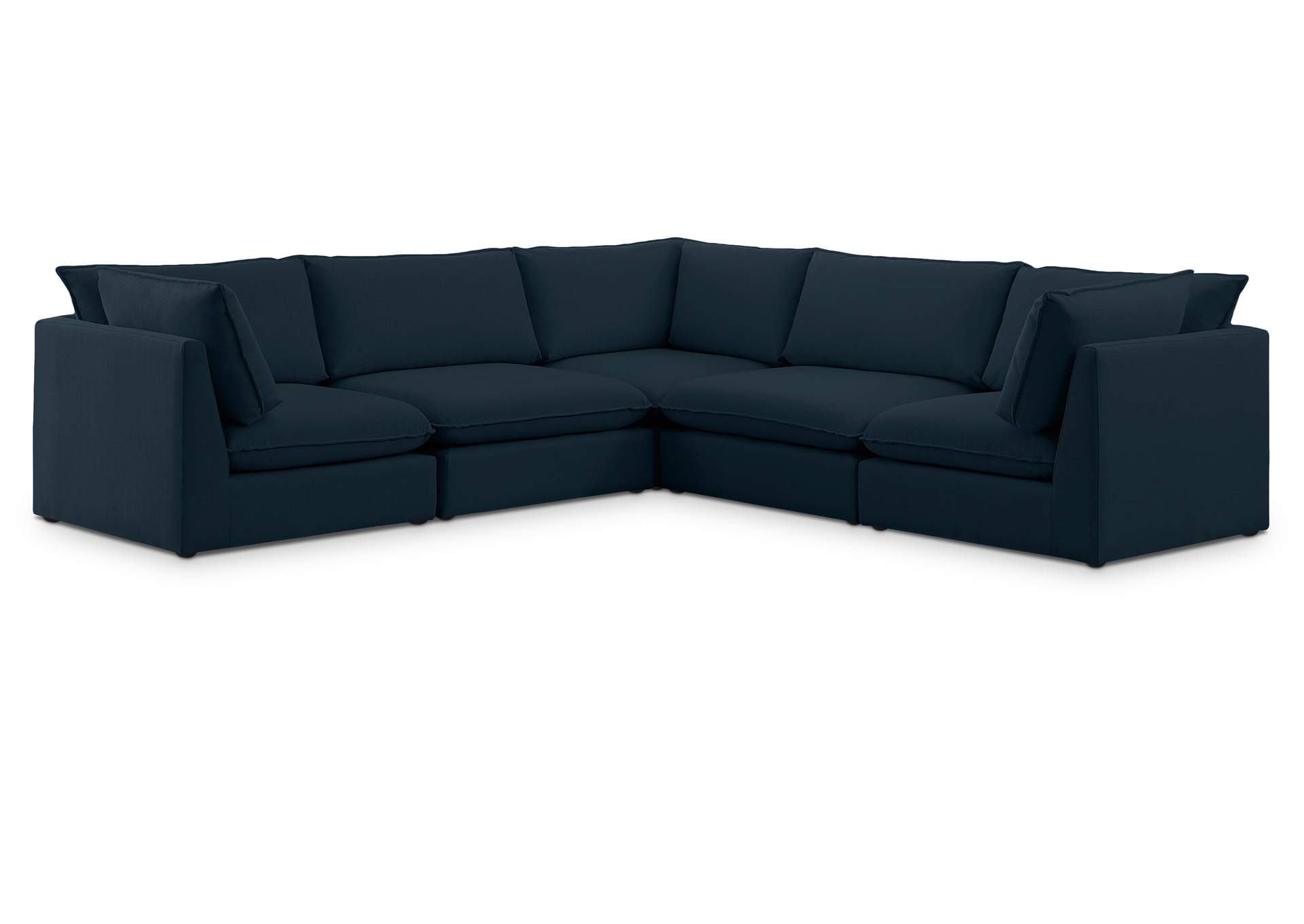 Mackenzie Navy Durable Linen Textured Modular Sectional,Meridian Furniture