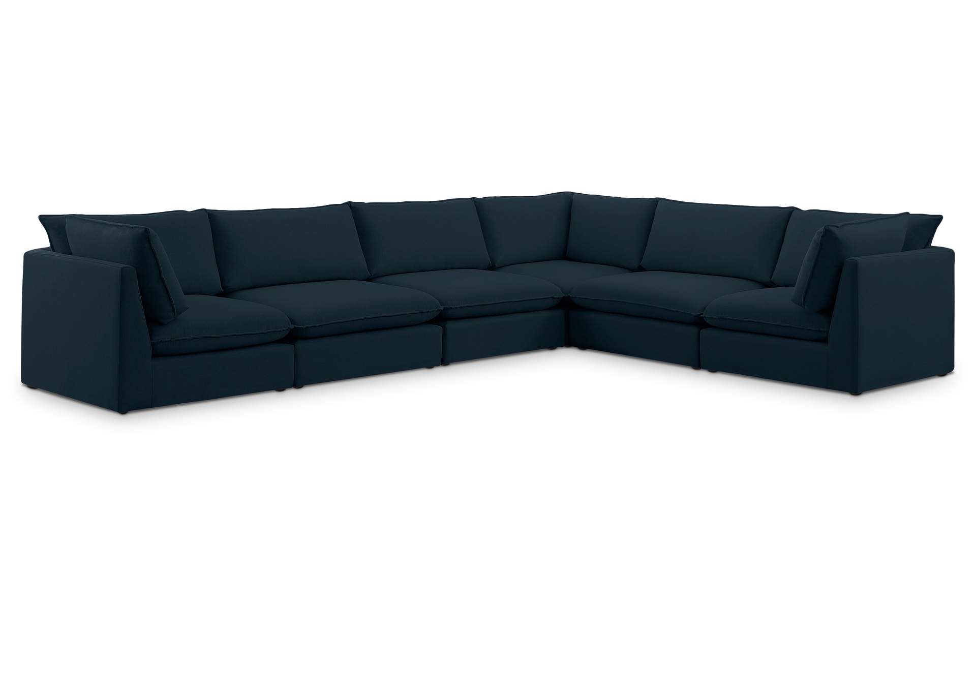 Mackenzie Navy Durable Linen Textured Modular Sectional,Meridian Furniture