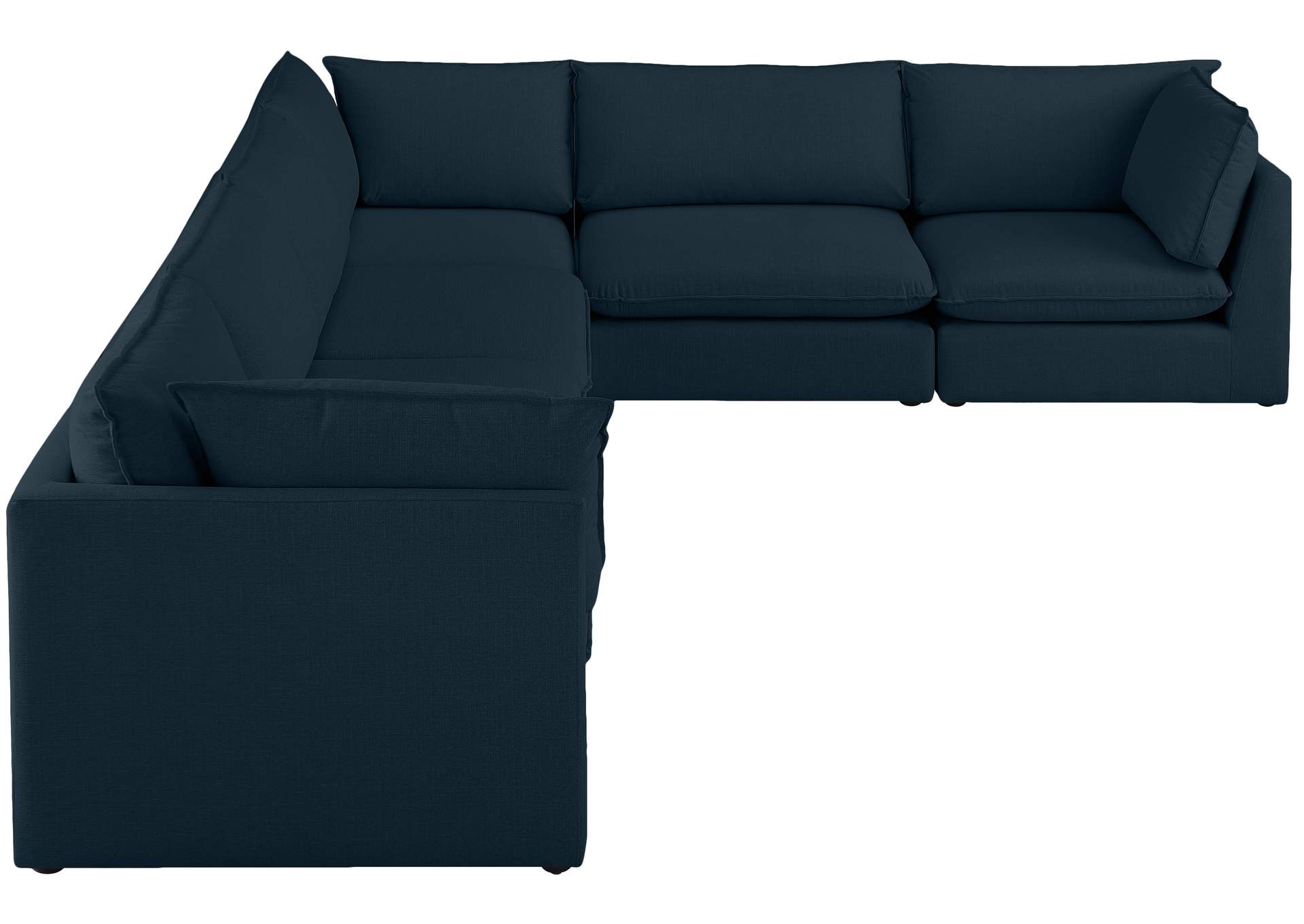 Mackenzie Navy Durable Linen Textured Modular Sectional,Meridian Furniture