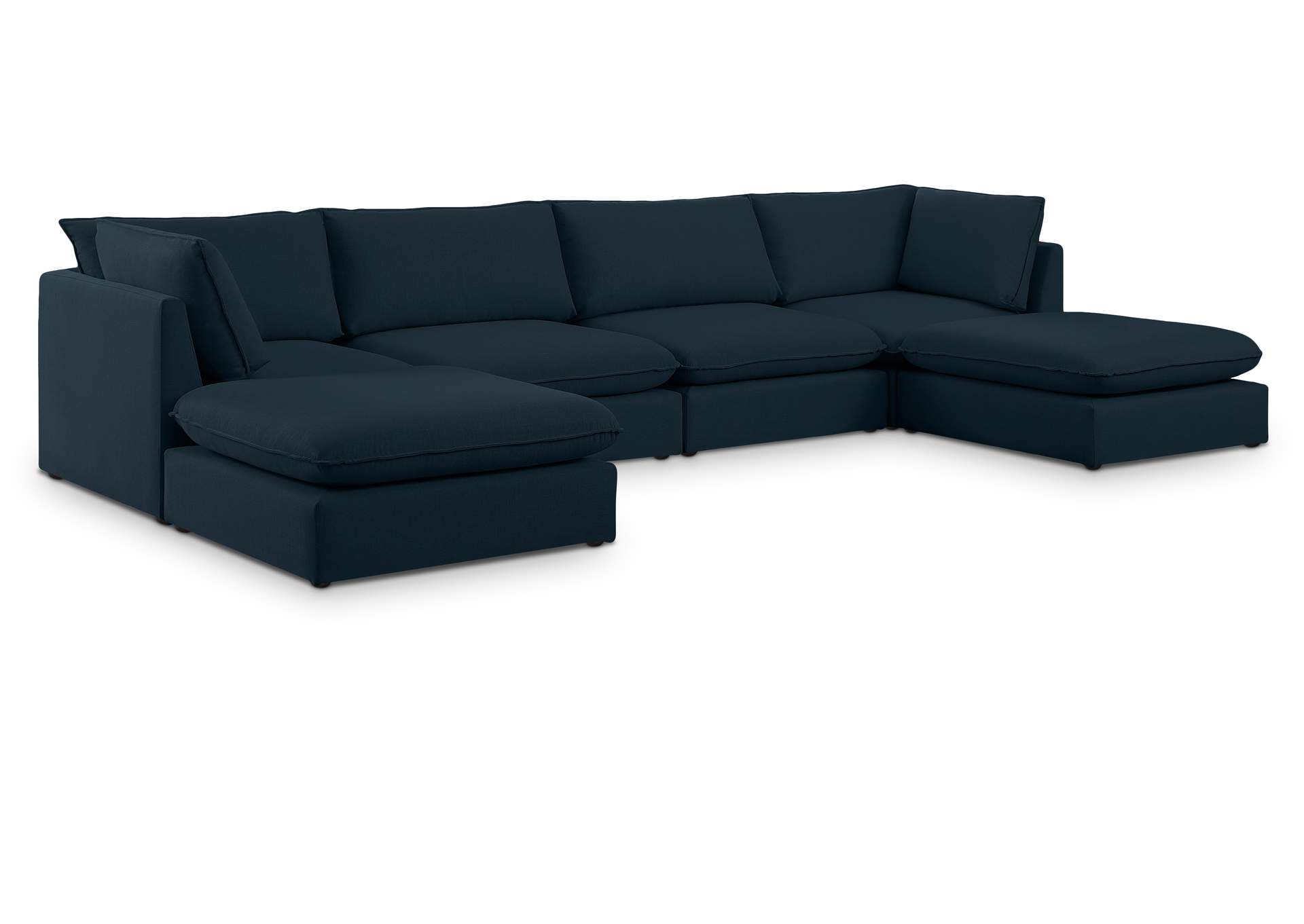 Mackenzie Navy Durable Linen Textured Modular Sectional,Meridian Furniture