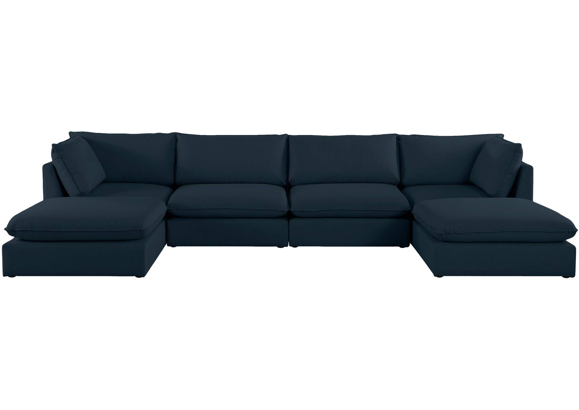 Mackenzie Navy Durable Linen Textured Modular Sectional,Meridian Furniture