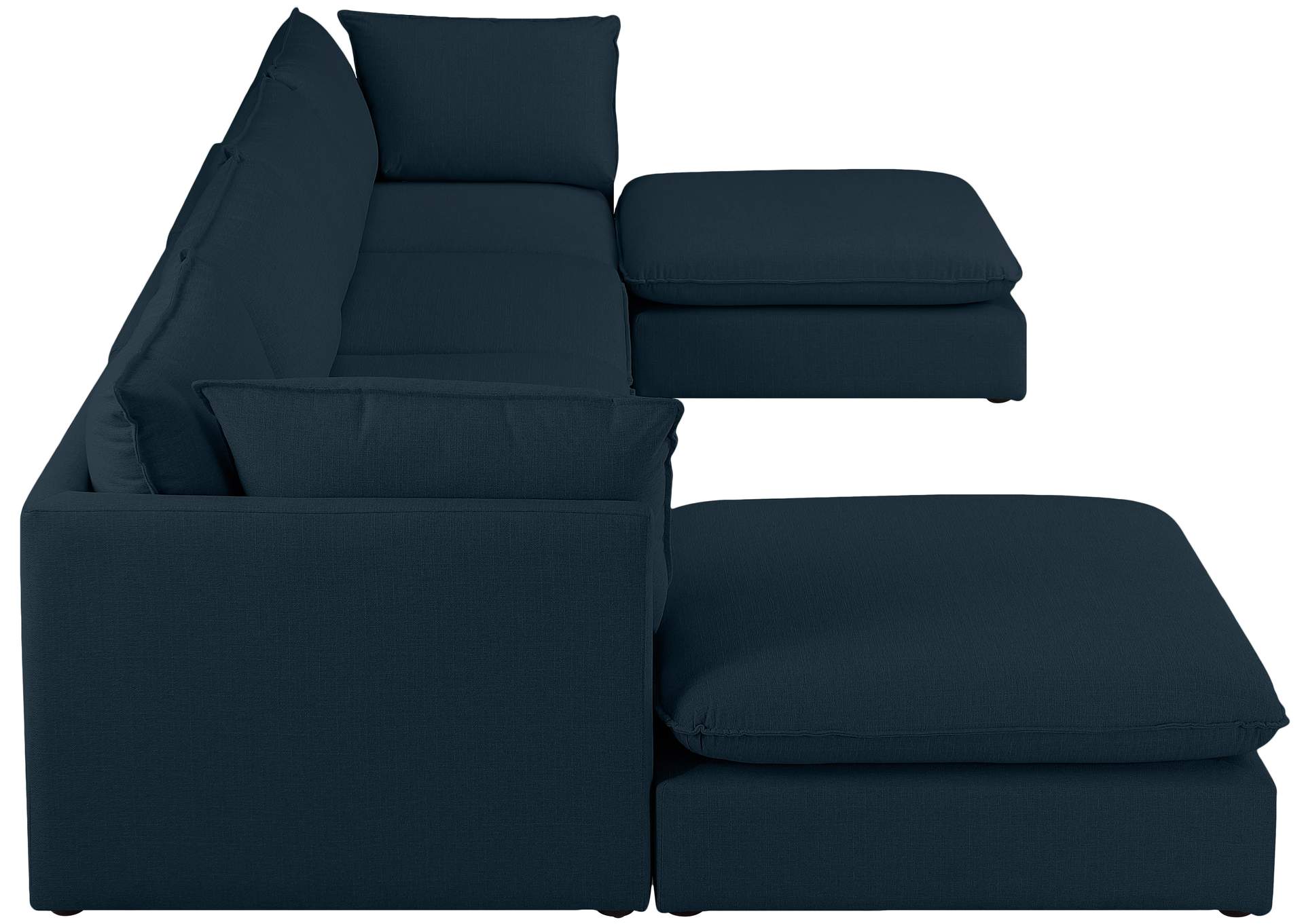 Mackenzie Navy Durable Linen Textured Modular Sectional,Meridian Furniture