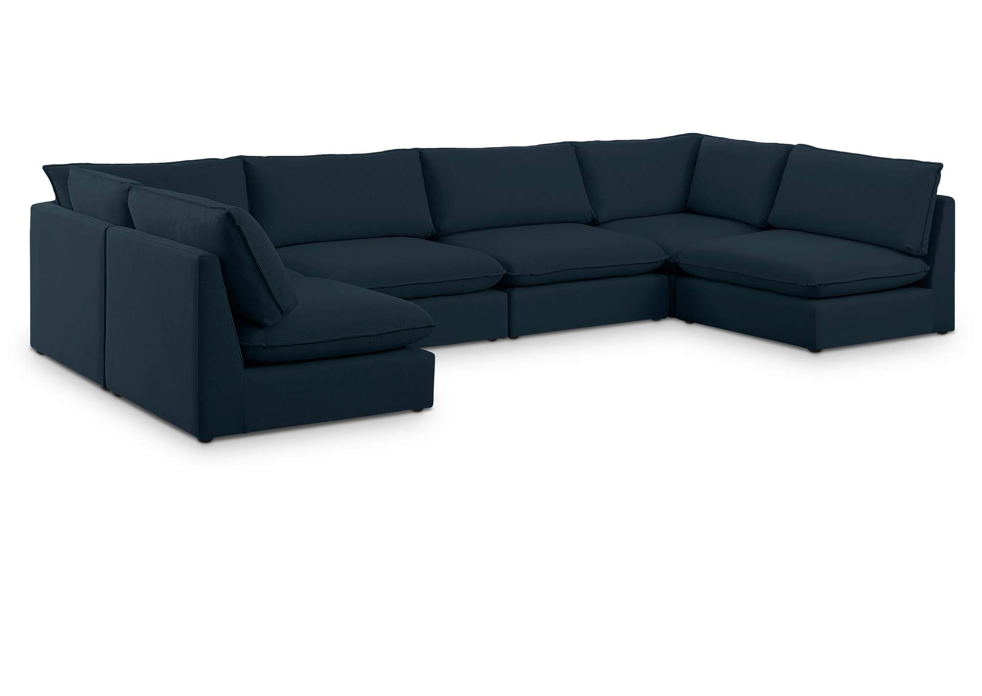 Mackenzie Navy Durable Linen Textured Modular Sectional,Meridian Furniture