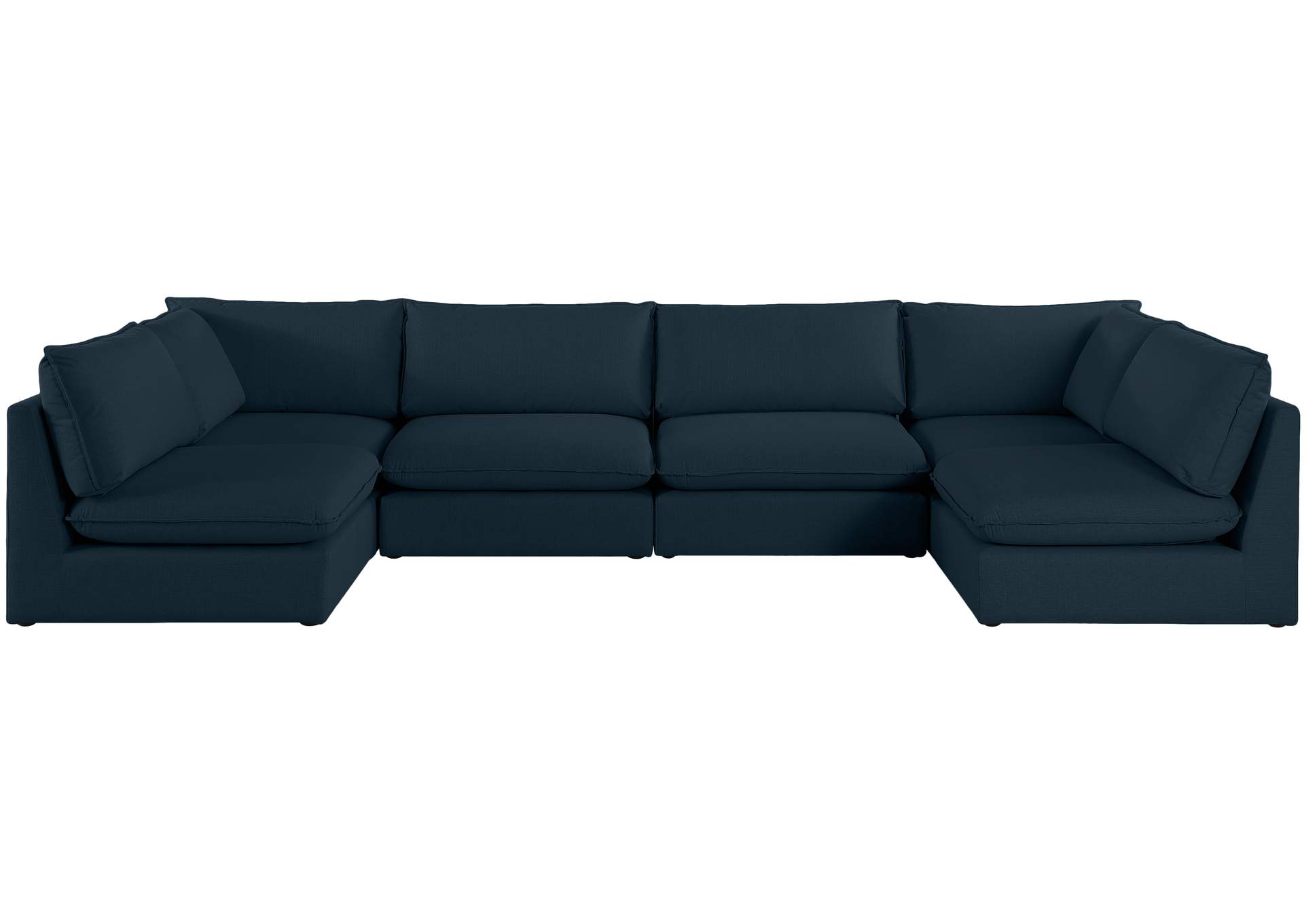 Mackenzie Navy Durable Linen Textured Modular Sectional,Meridian Furniture