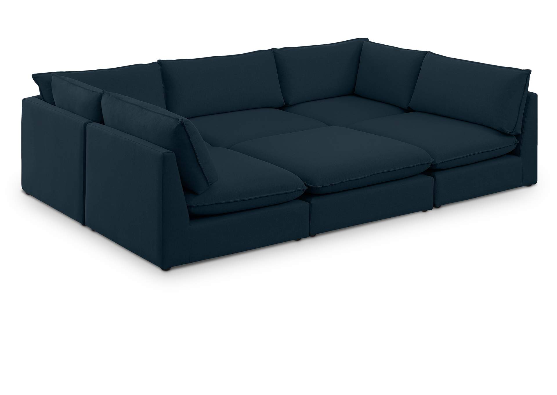 Mackenzie Navy Durable Linen Textured Modular Sectional,Meridian Furniture