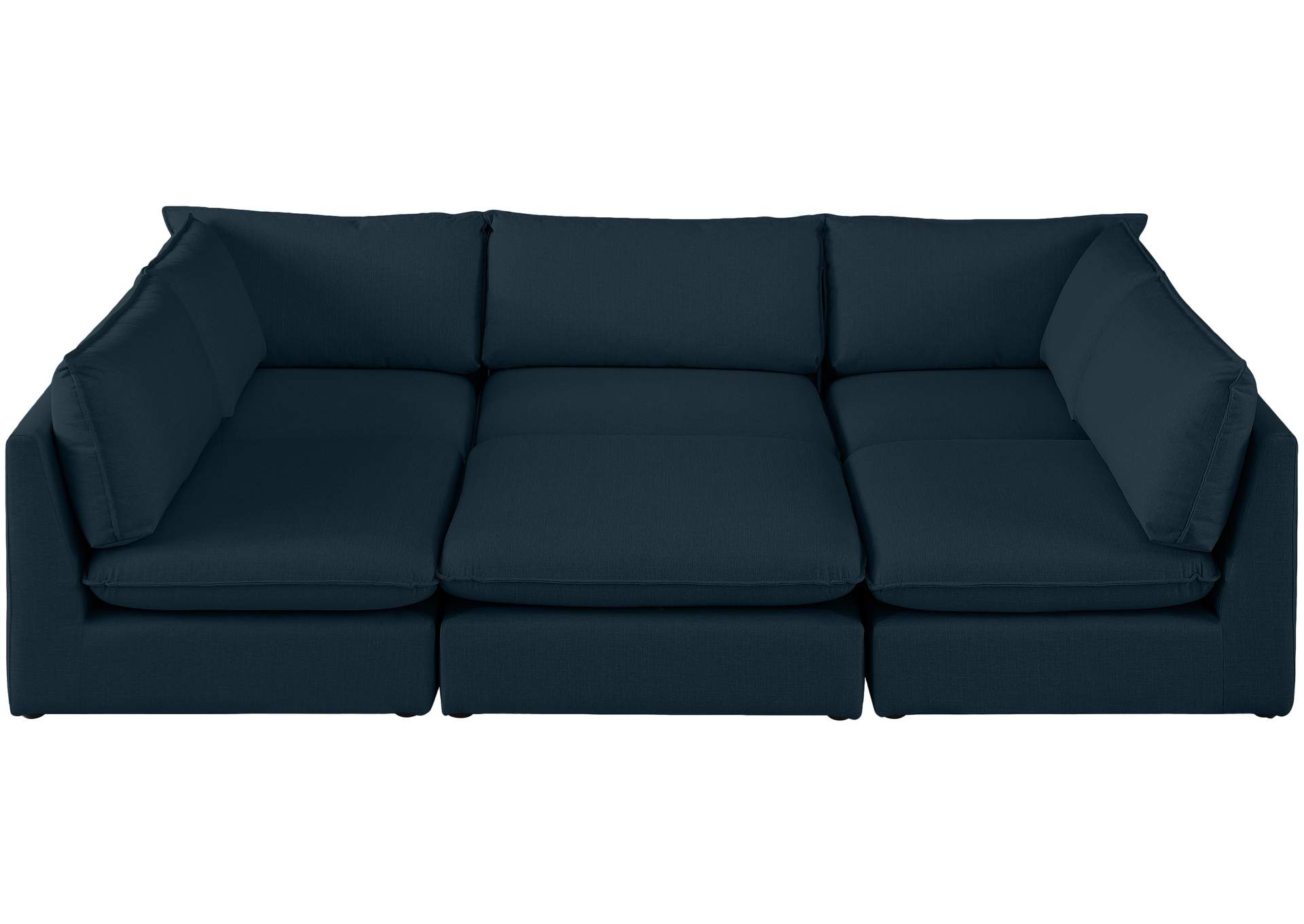 Mackenzie Navy Durable Linen Textured Modular Sectional,Meridian Furniture