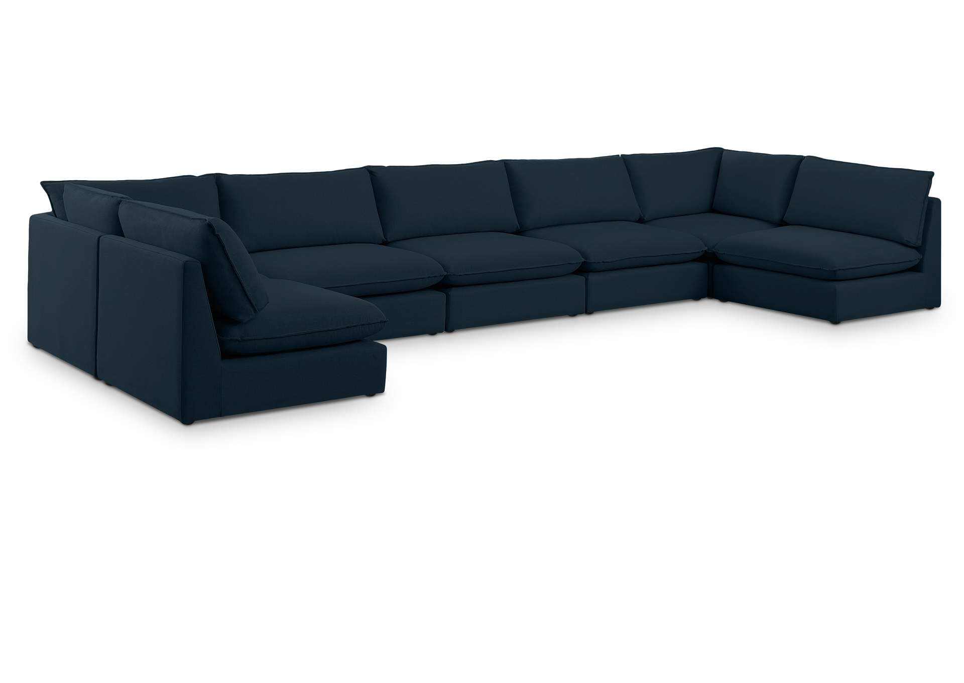 Mackenzie Navy Durable Linen Textured Modular Sectional,Meridian Furniture