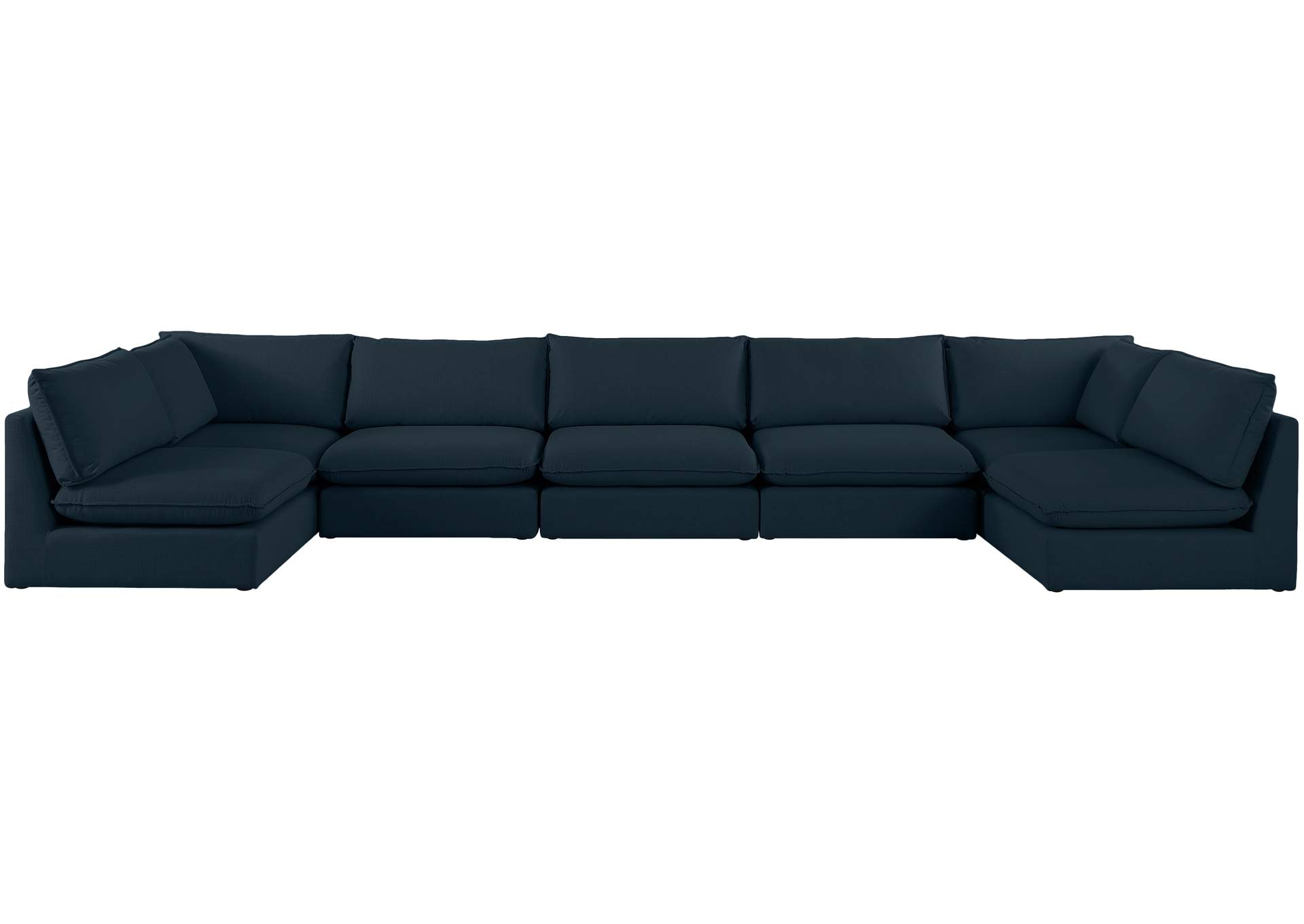 Mackenzie Navy Durable Linen Textured Modular Sectional,Meridian Furniture