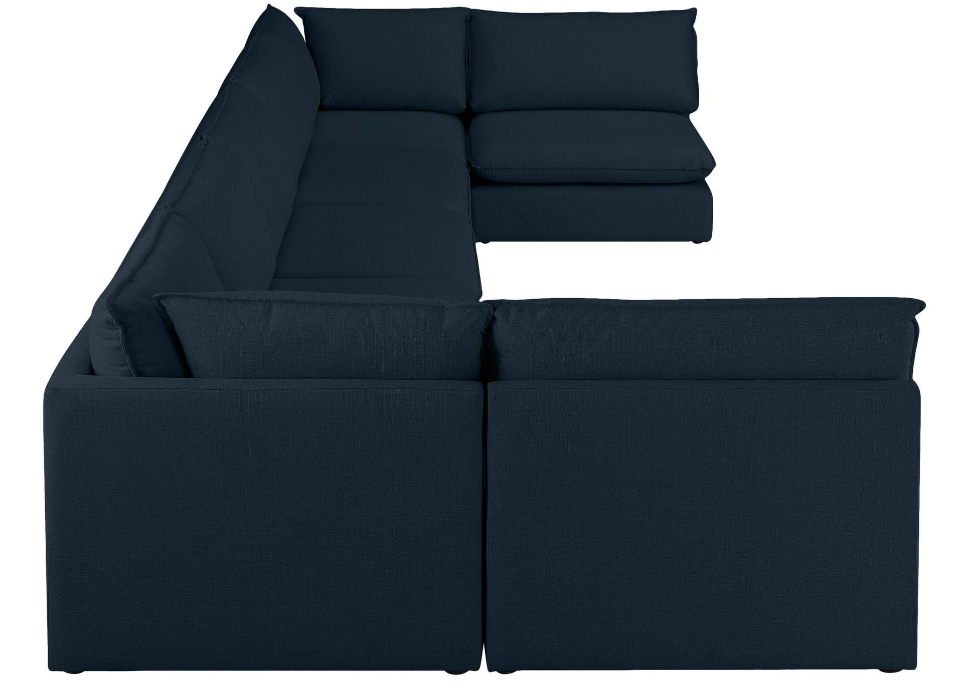 Mackenzie Navy Durable Linen Textured Modular Sectional,Meridian Furniture