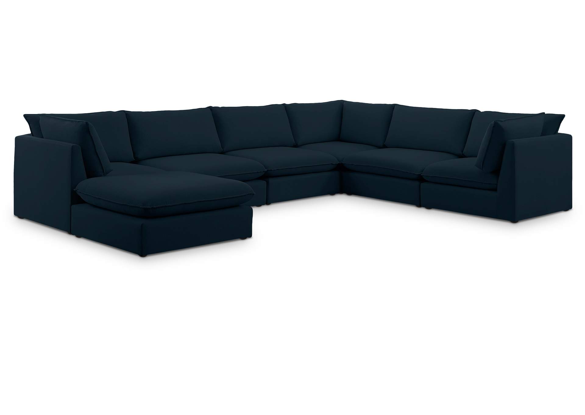 Mackenzie Navy Durable Linen Textured Modular Sectional,Meridian Furniture