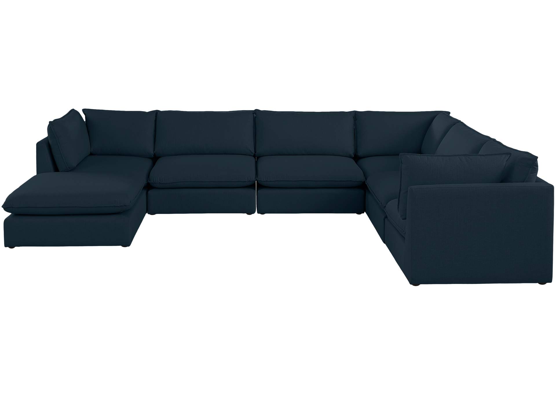 Mackenzie Navy Durable Linen Textured Modular Sectional,Meridian Furniture