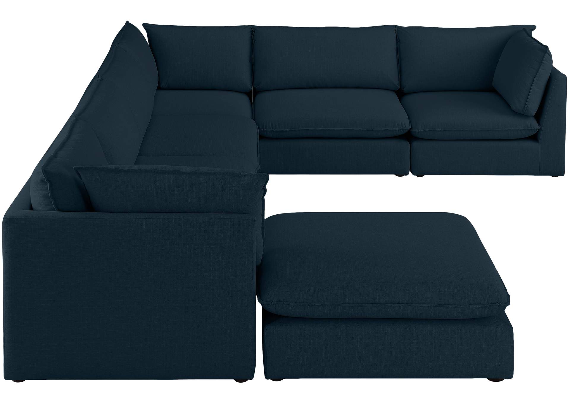 Mackenzie Navy Durable Linen Textured Modular Sectional,Meridian Furniture